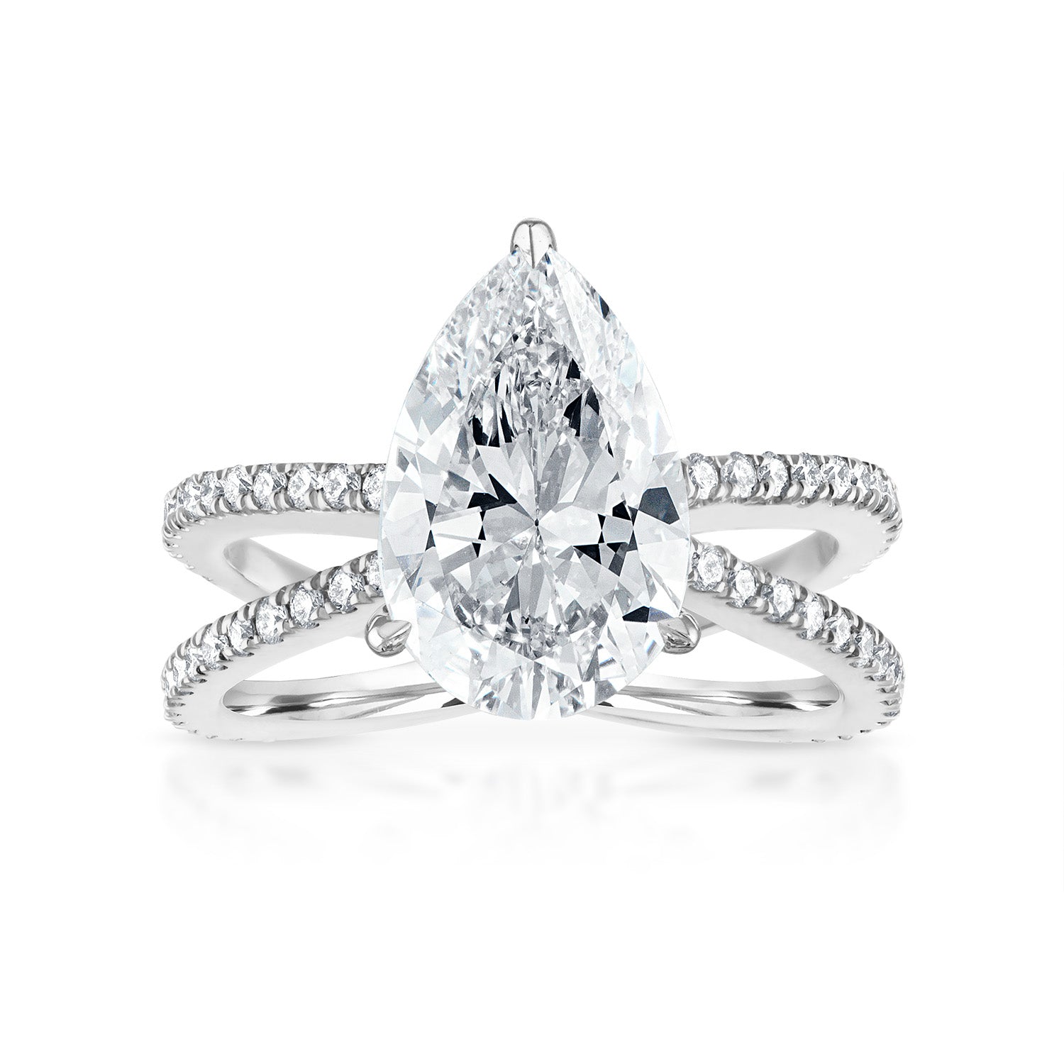 Reverse Pave Split Shank Engagement Ring Platinum Pear