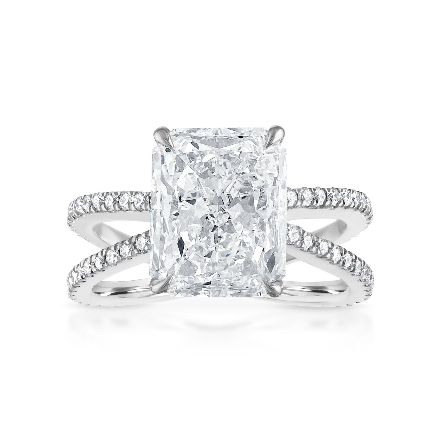 Reverse Pave Split Shank Engagement Ring Platinum Radiant