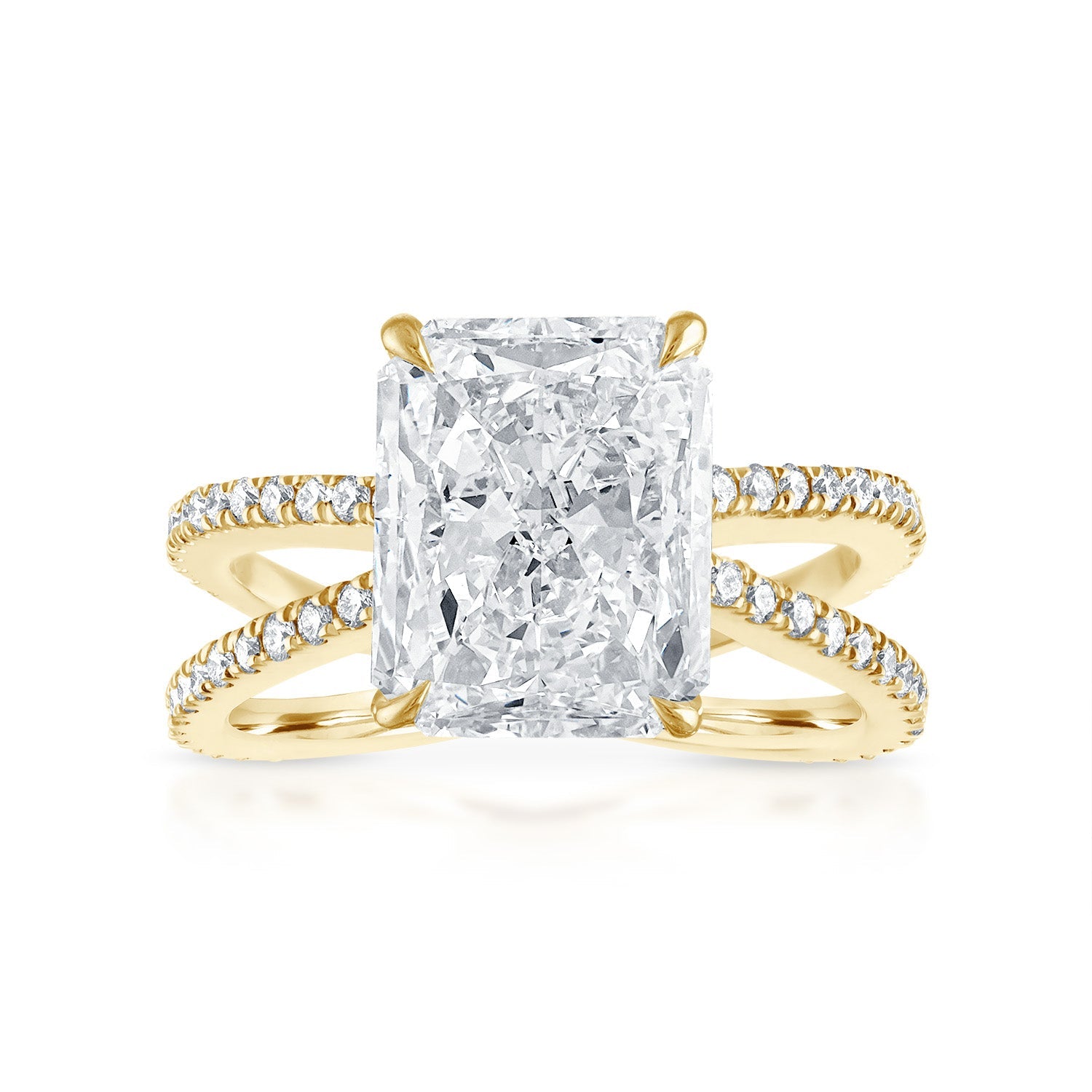 Reverse Pave Split Shank Engagement Ring 14K Rose Gold Radiant