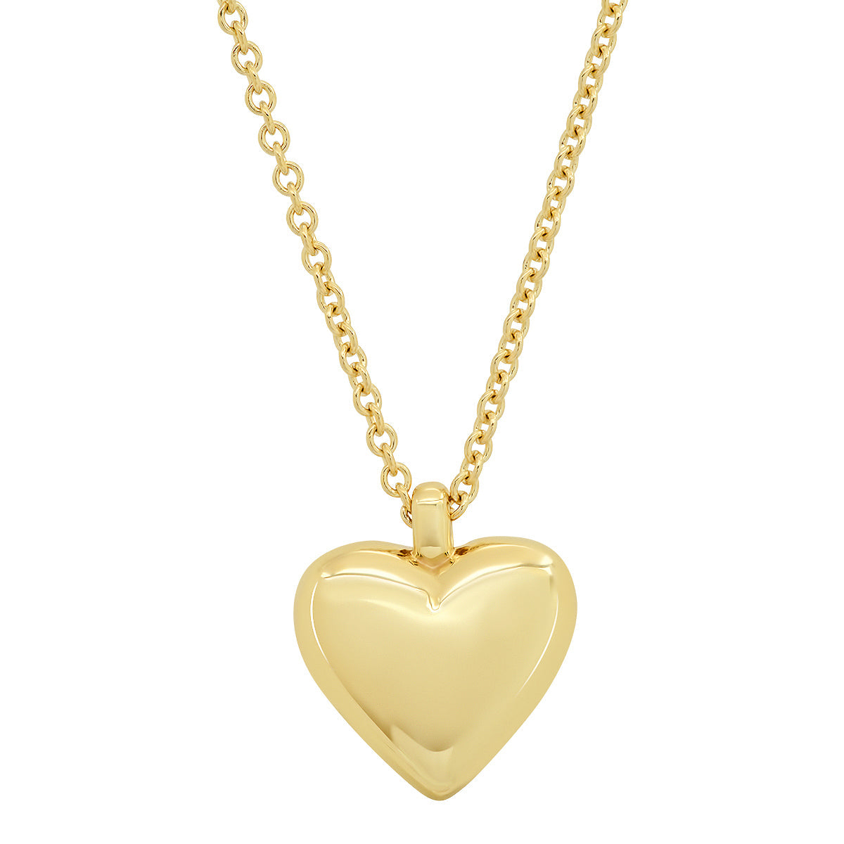 Small Reversible Diamond and Gold Puffy Heart Necklace