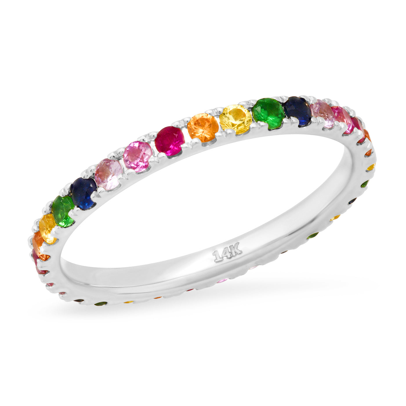 Rainbow Eternity Band in White Gold