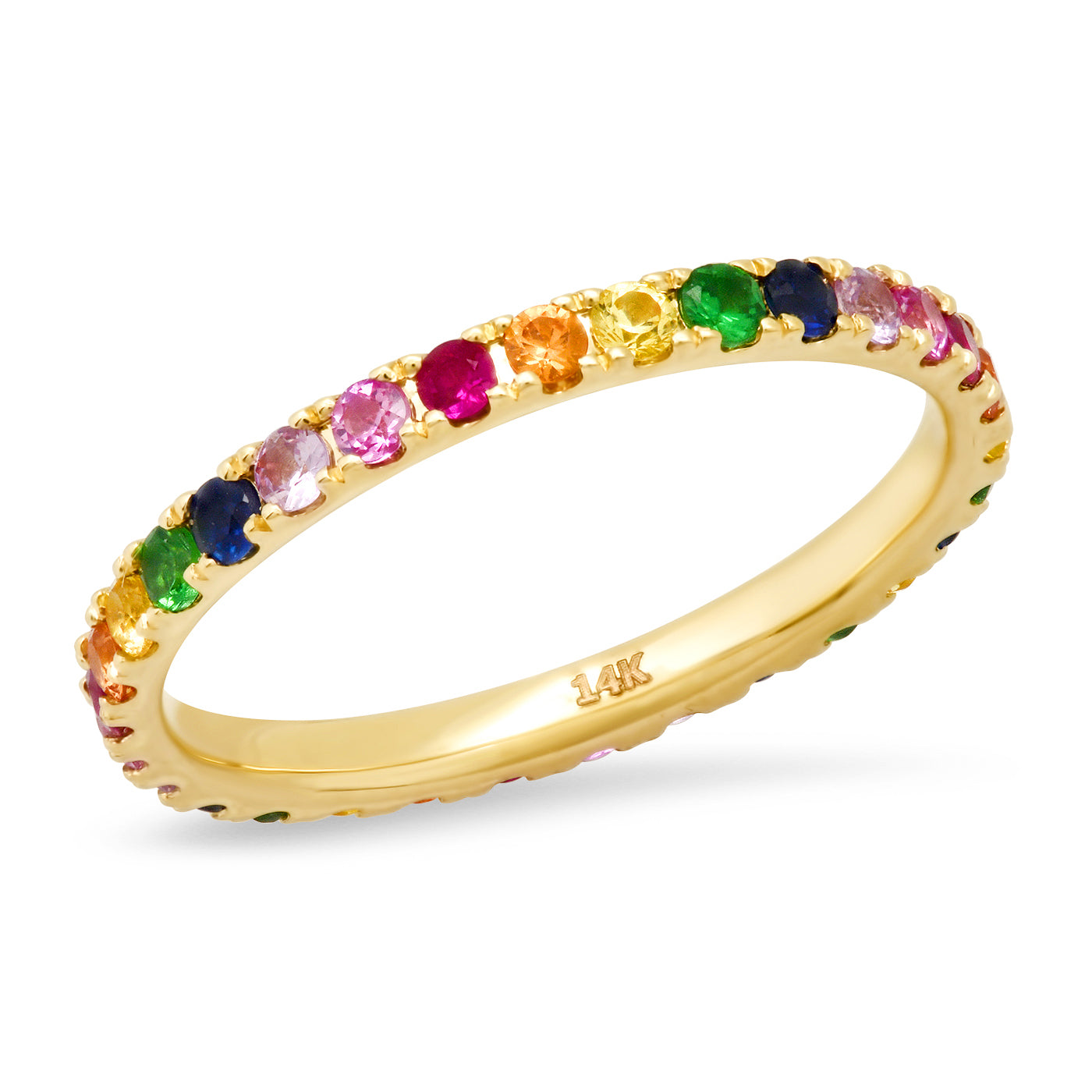 Rainbow Eternity Band in Yellow Gold