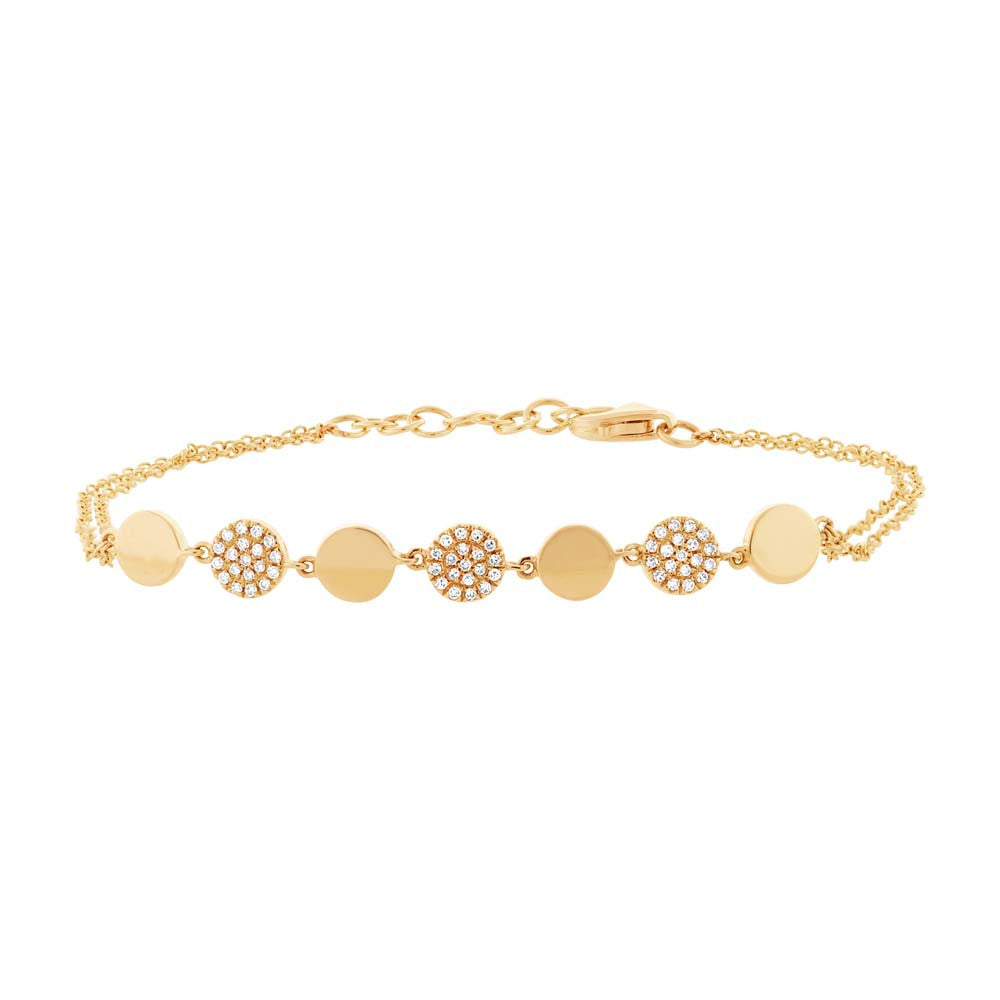 Gold and Diamond Disc Bracelet