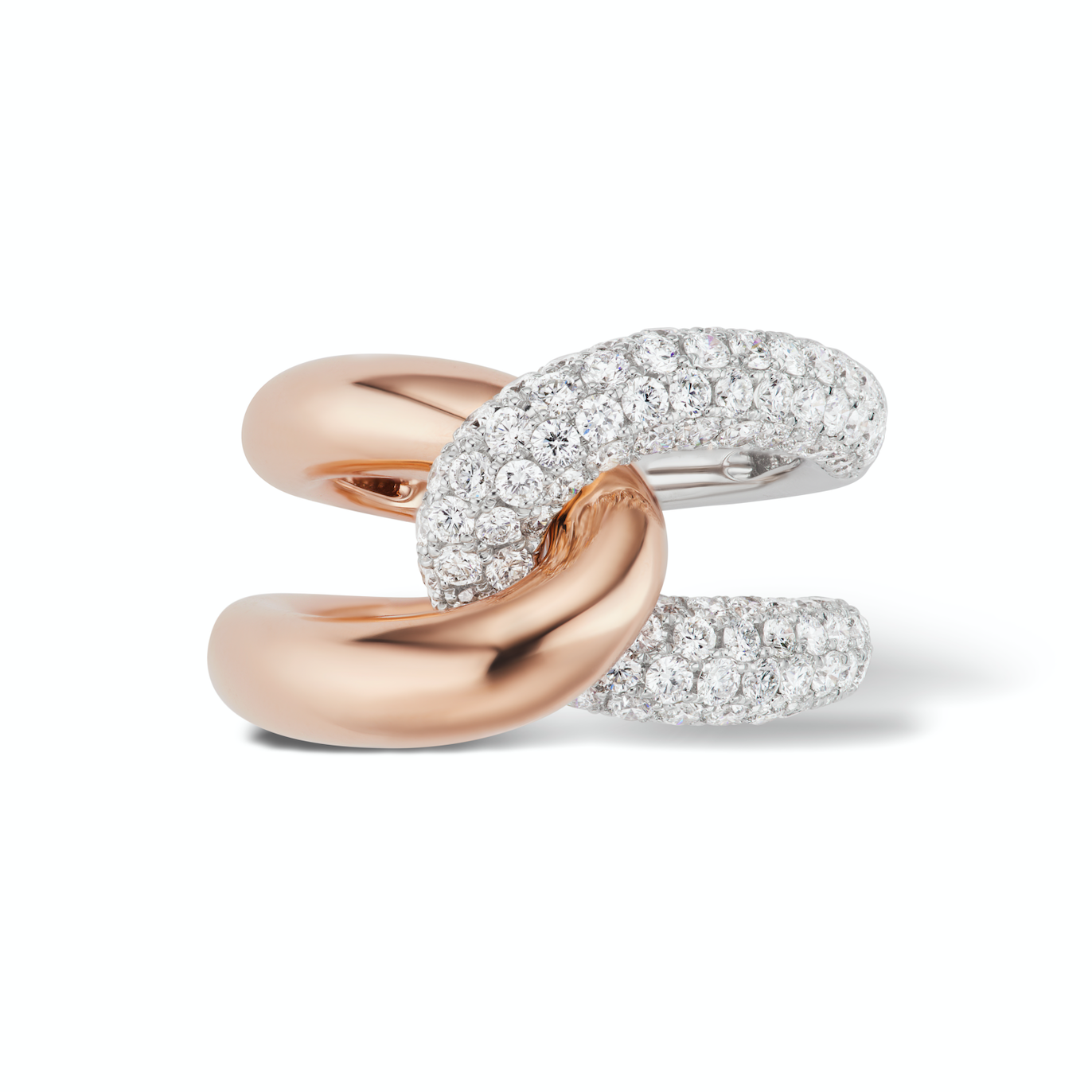 Gold and Diamond Intertwin Ring