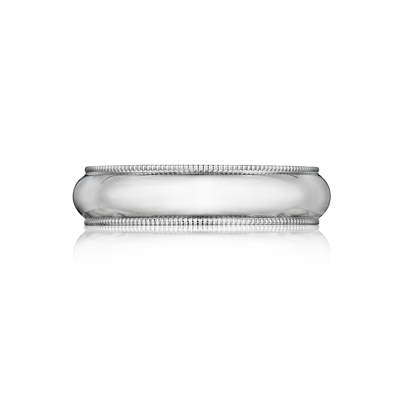 Gold Wedding Band with Milgrain in Platinum
