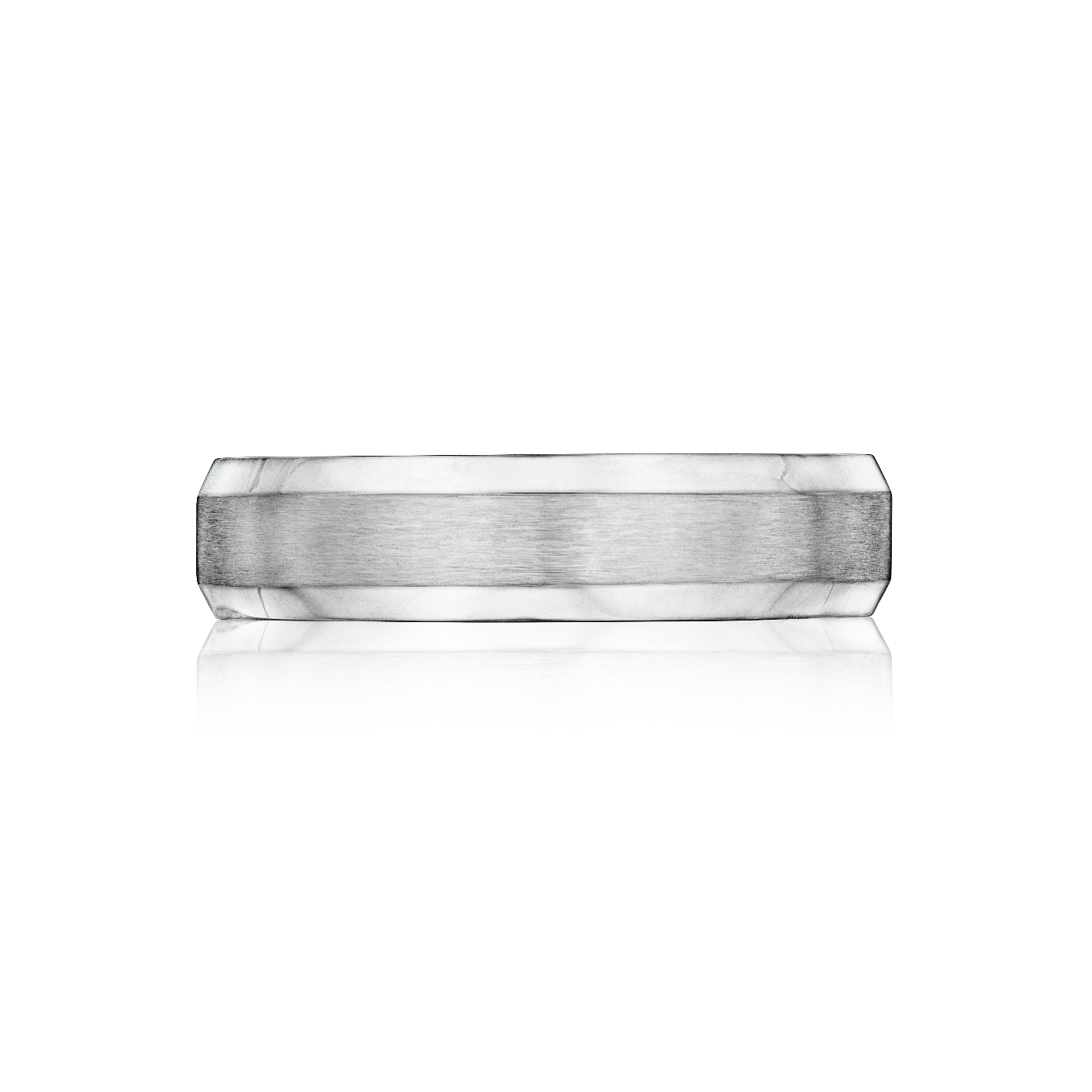 Beveled Gold Wedding Band in Platinum