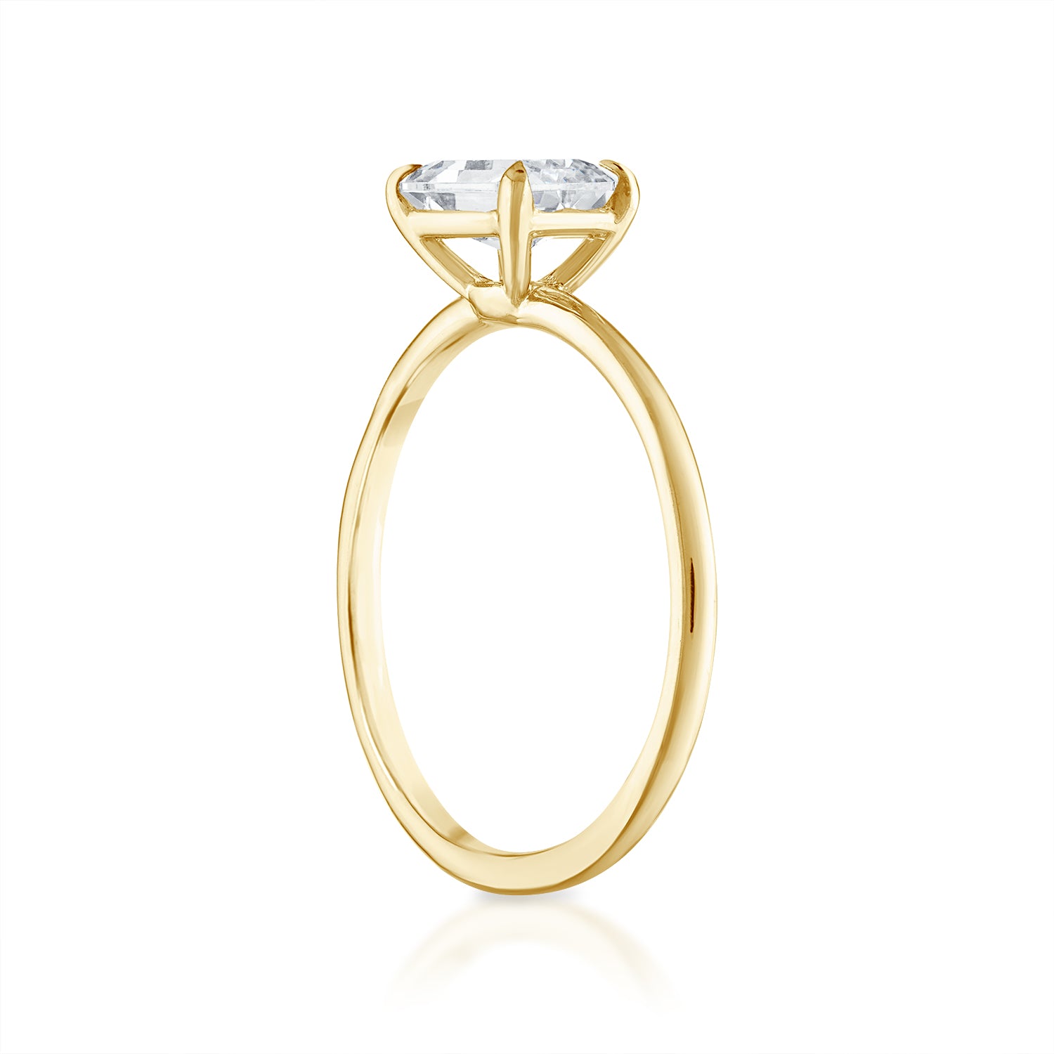 Sideways Emerald Solitaire Engagement Ring in Yellow Gold