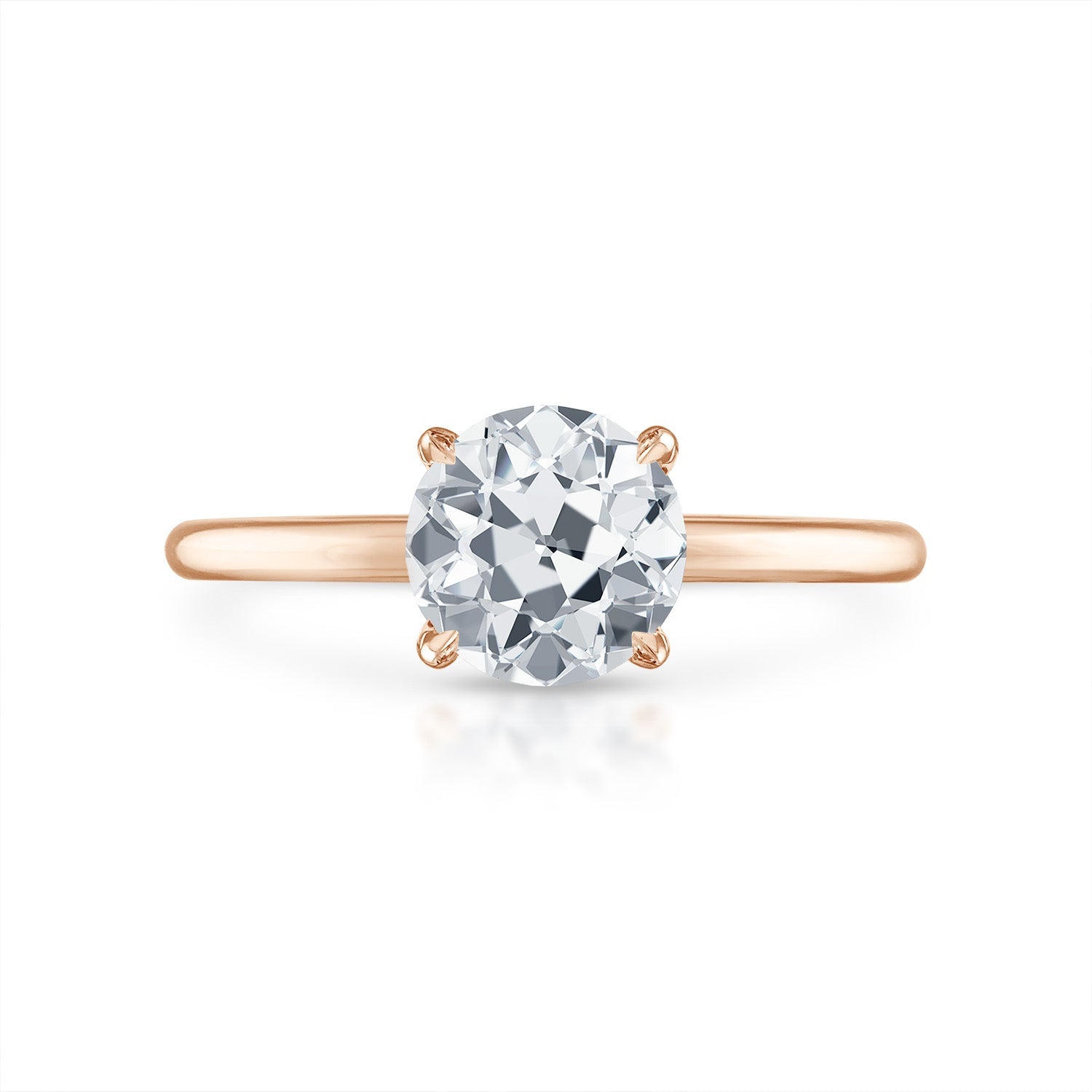 Solitaire Engagement Ring 14K Rose Gold Antique