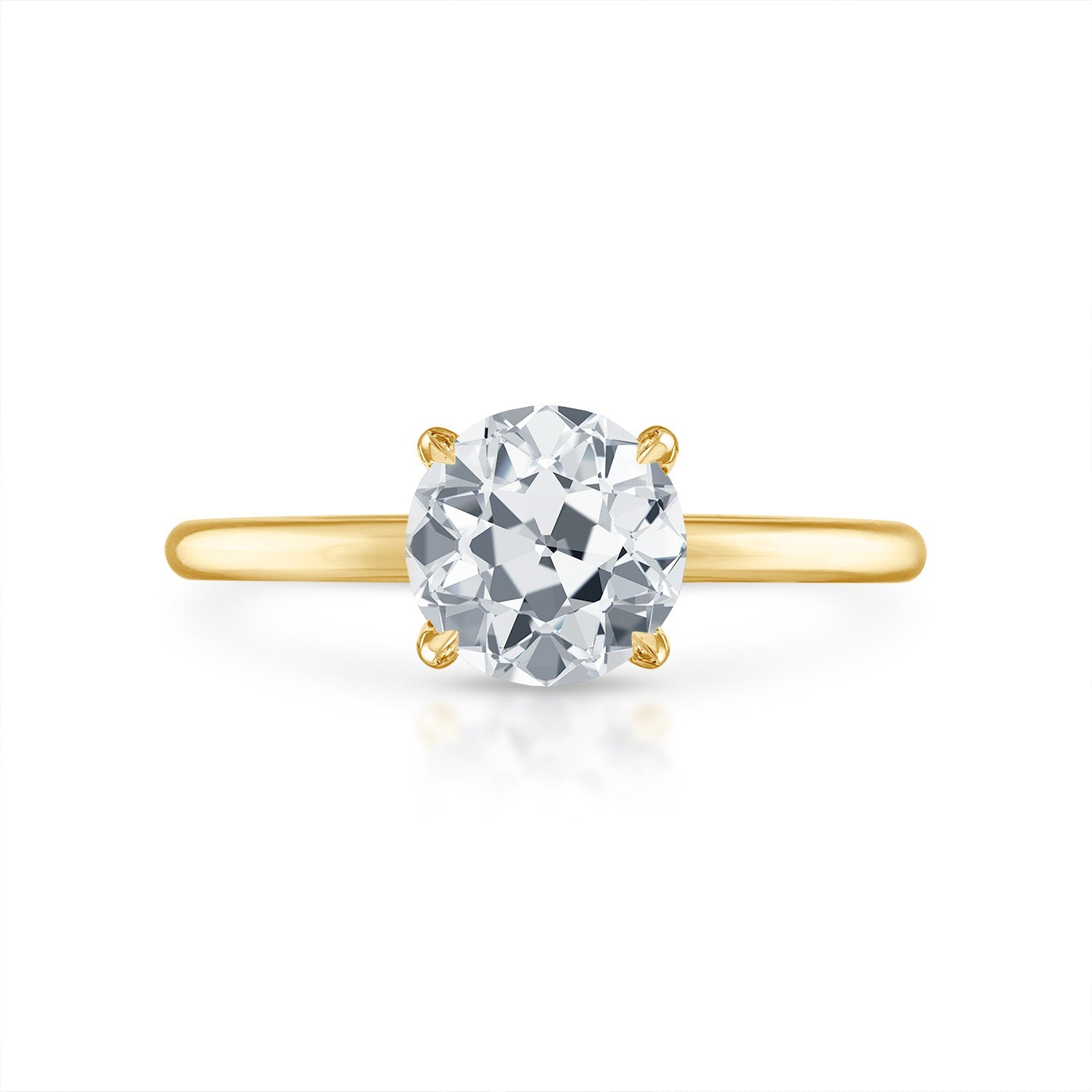 Solitaire Engagement Ring 18K Yellow Gold Antique
