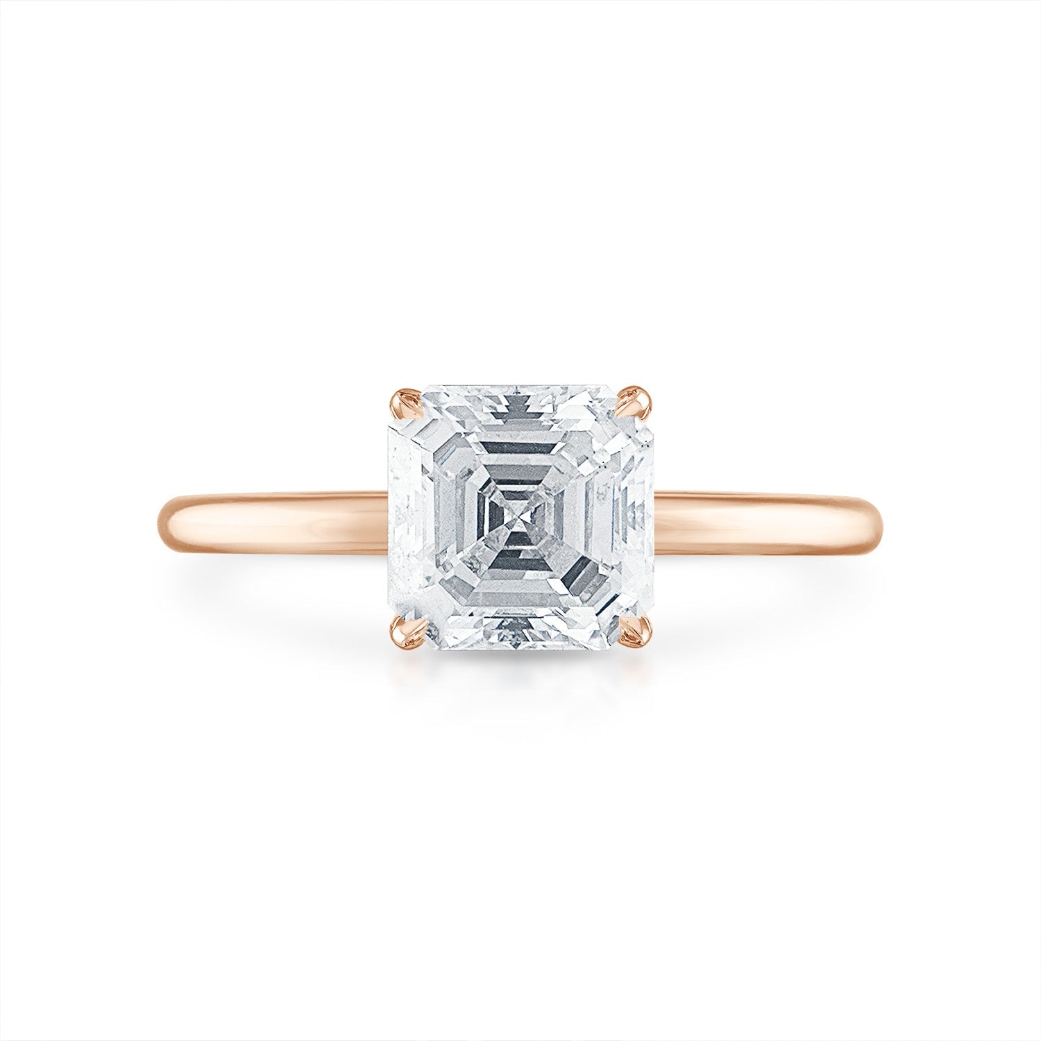 Asscher Solitaire Engagement Ring in Rose Gold