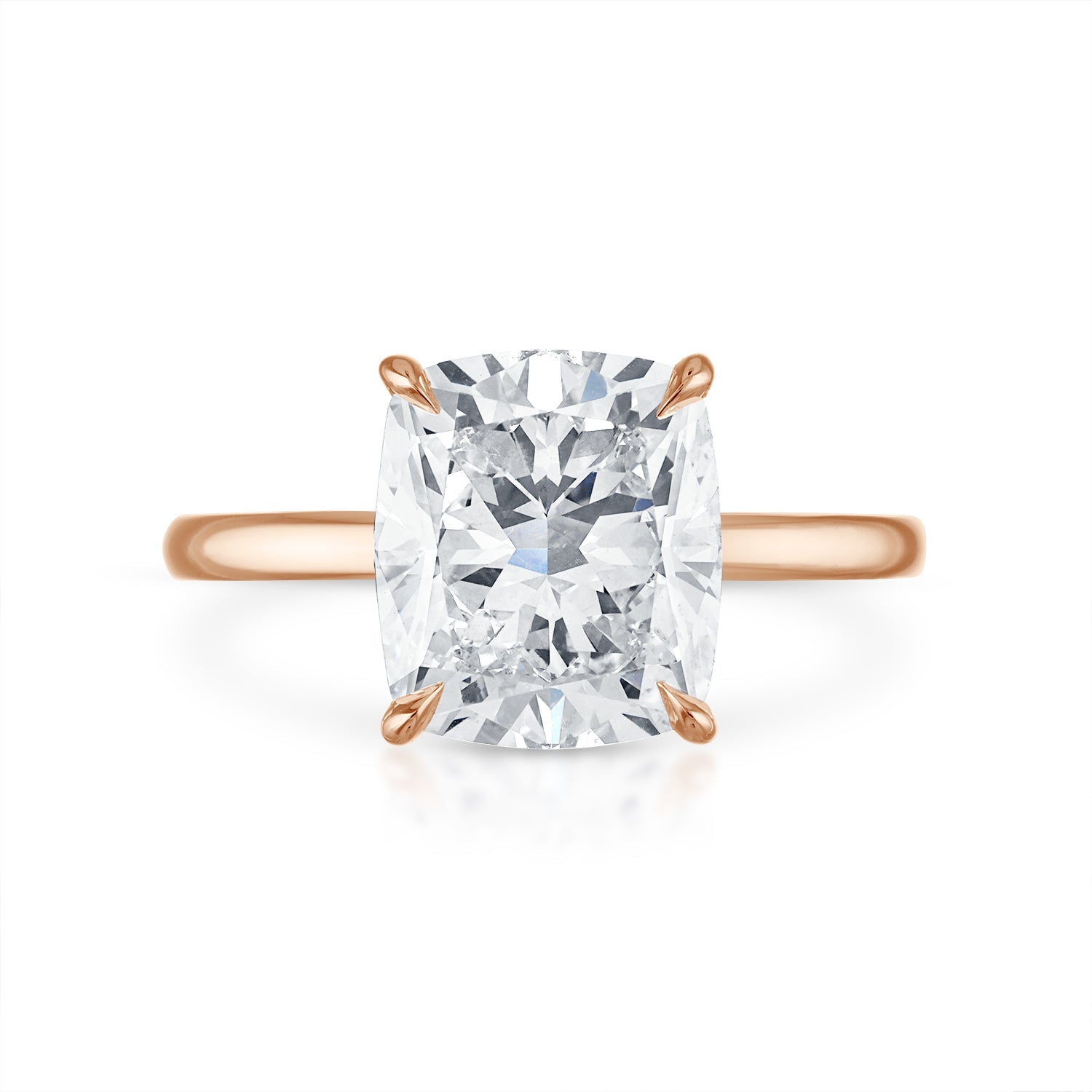 Solitaire Engagement Ring 14K Rose Gold Cushion