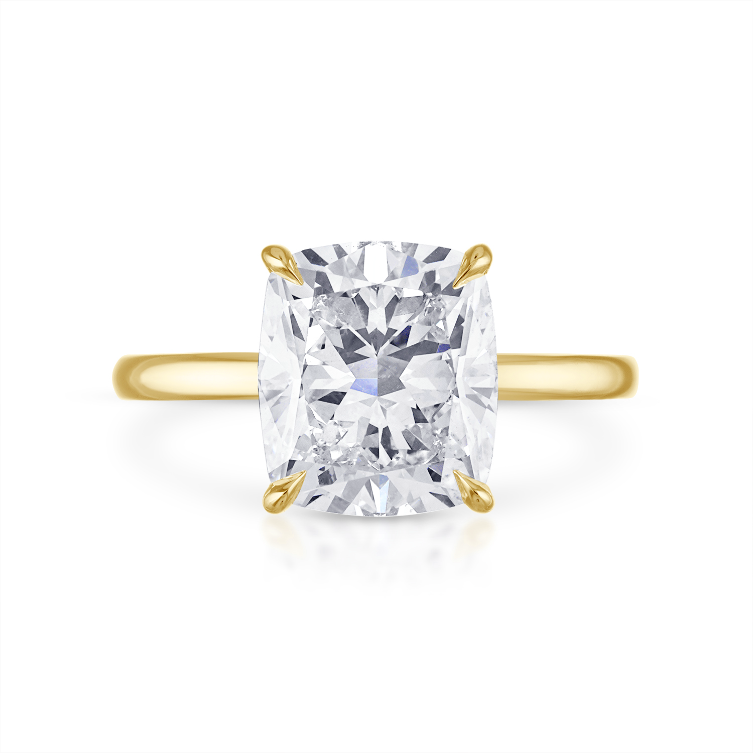 Cushion Solitaire Engagement Ring in Yellow Gold