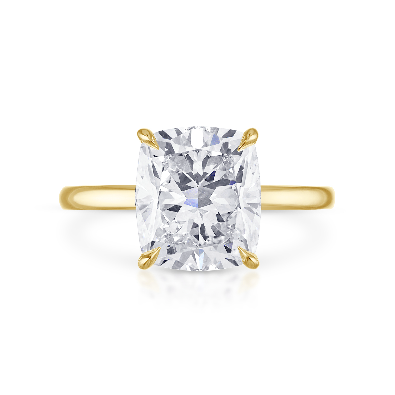 Solitaire Engagement Ring 18K Yellow Gold Cushion