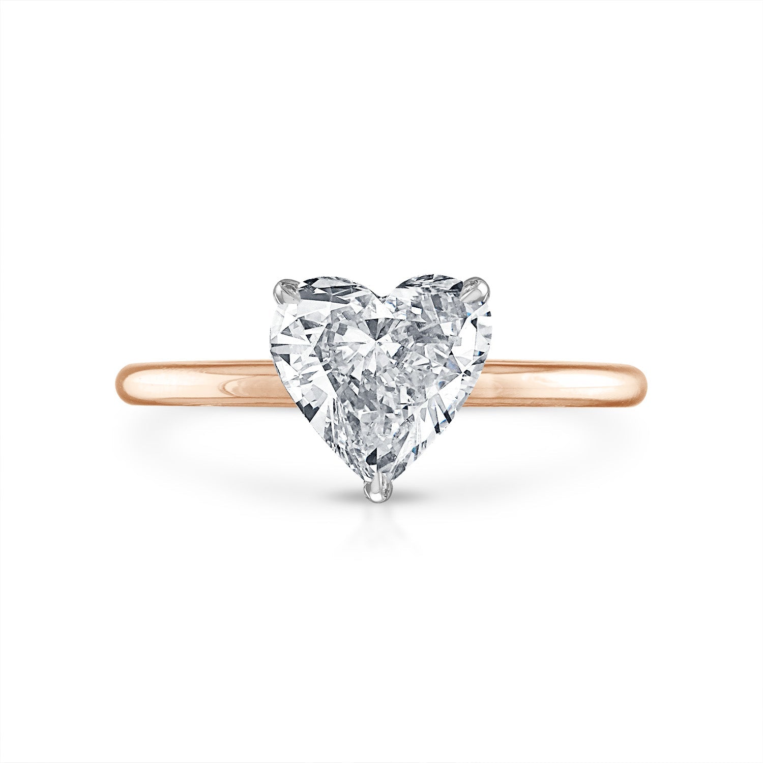 Solitaire Engagement Ring 14K Rose Gold Heart
