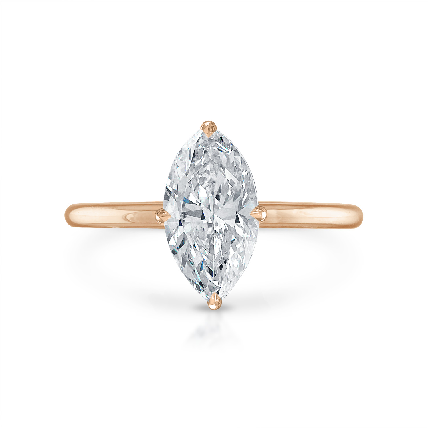 Solitaire Engagement Ring 14K Rose Gold Marquise