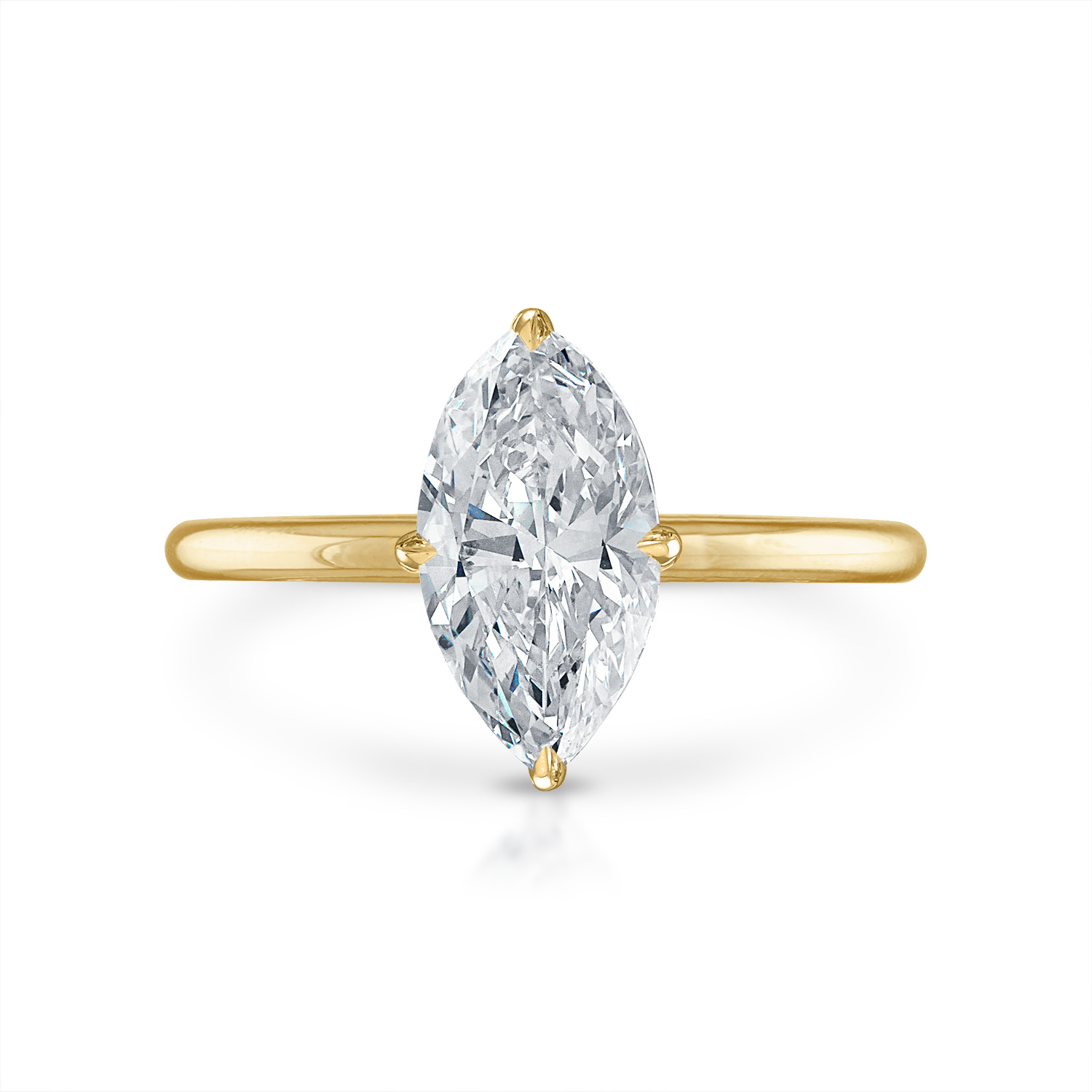 Solitaire Engagement Ring 18K Yellow Gold Marquise