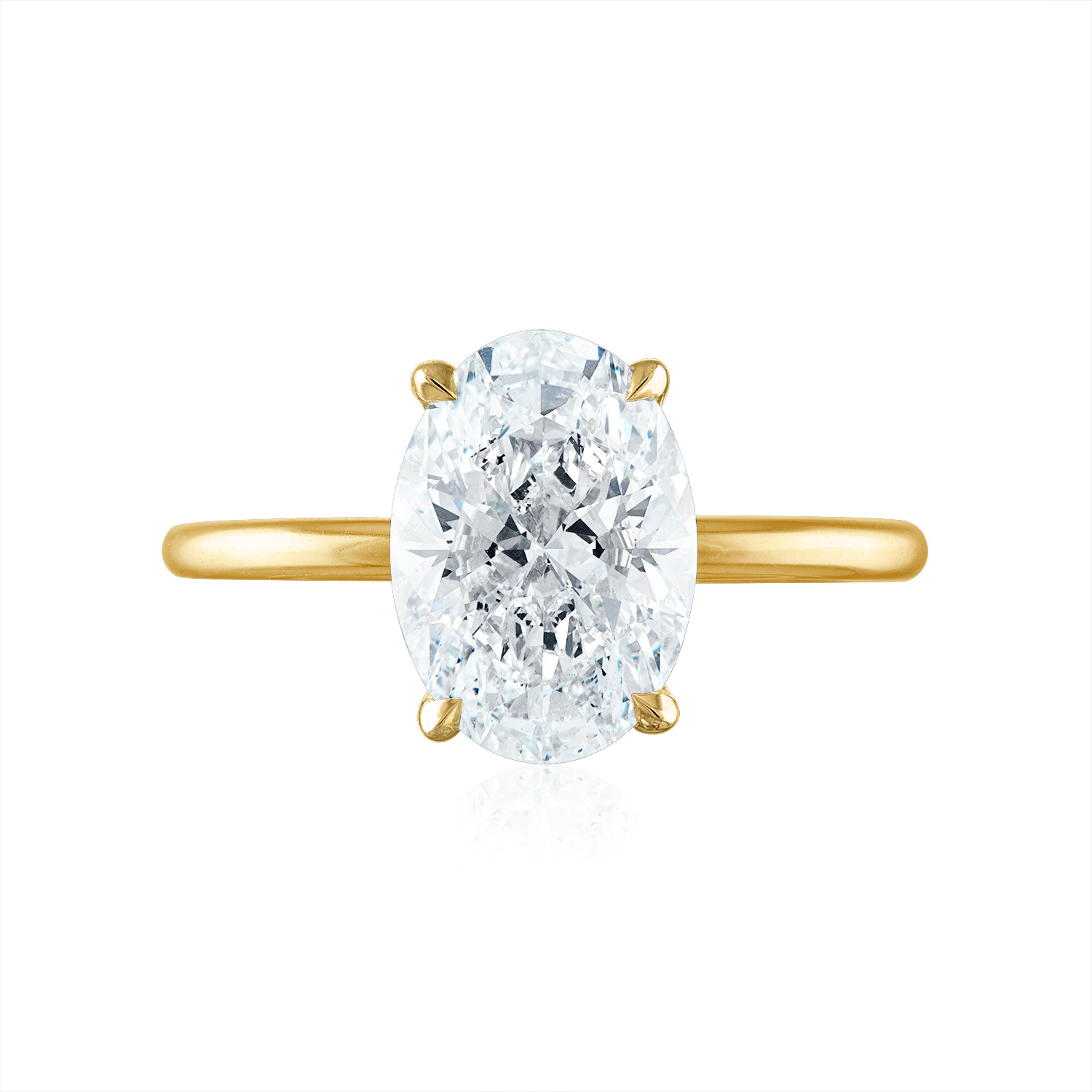 Solitaire Engagement Ring 18K Yellow Gold Oval