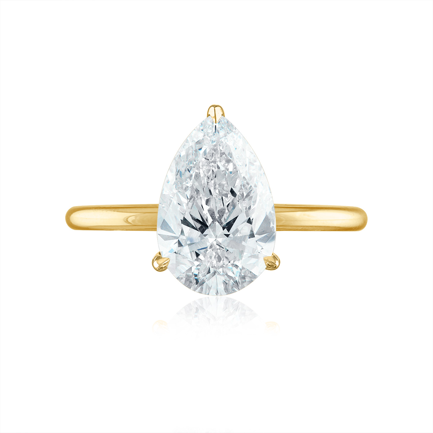 Solitaire Engagement Ring 18K Yellow Gold Pear