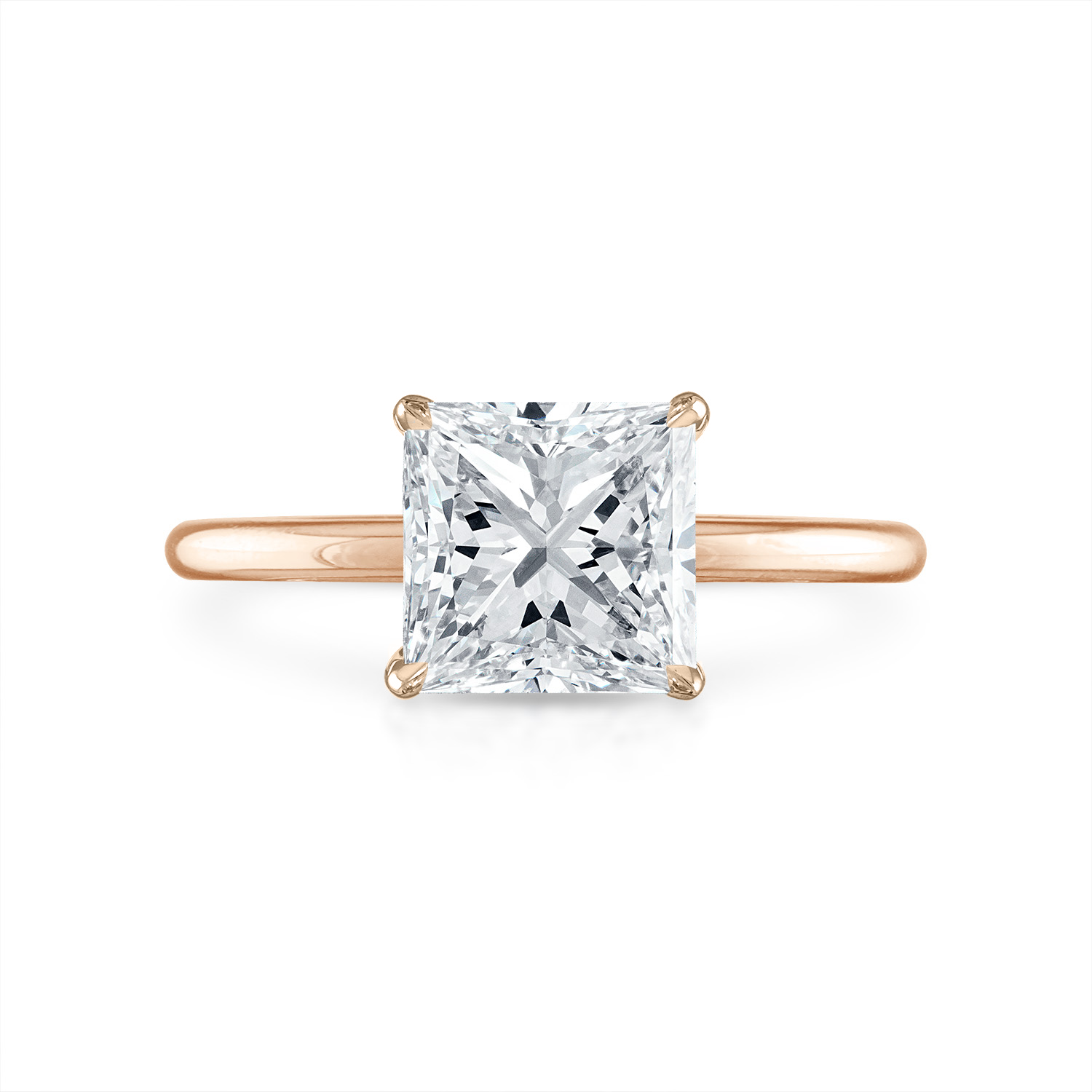 Solitaire Engagement Ring 14K Rose Gold Princess