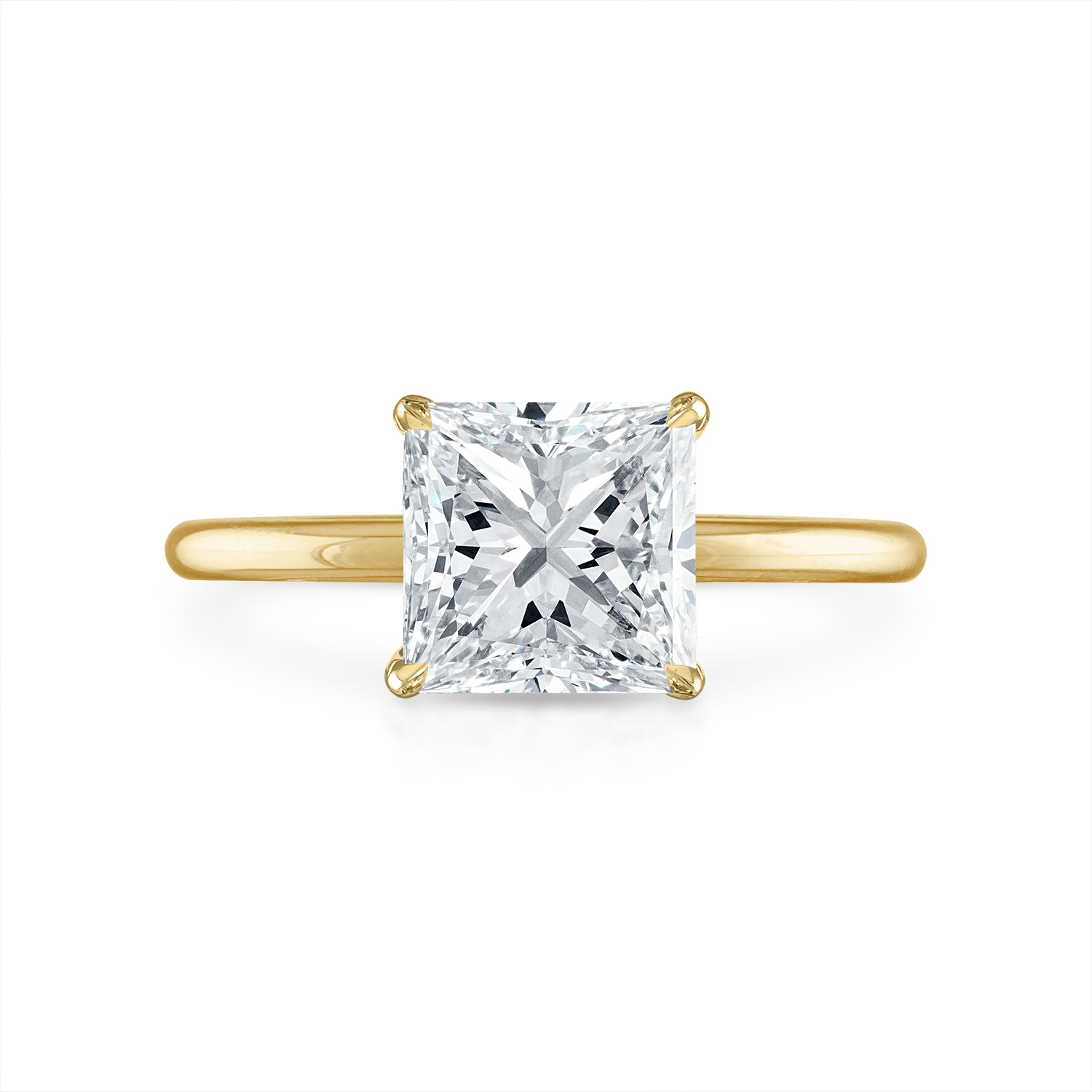 Solitaire Engagement Ring 18K Yellow Gold Princess