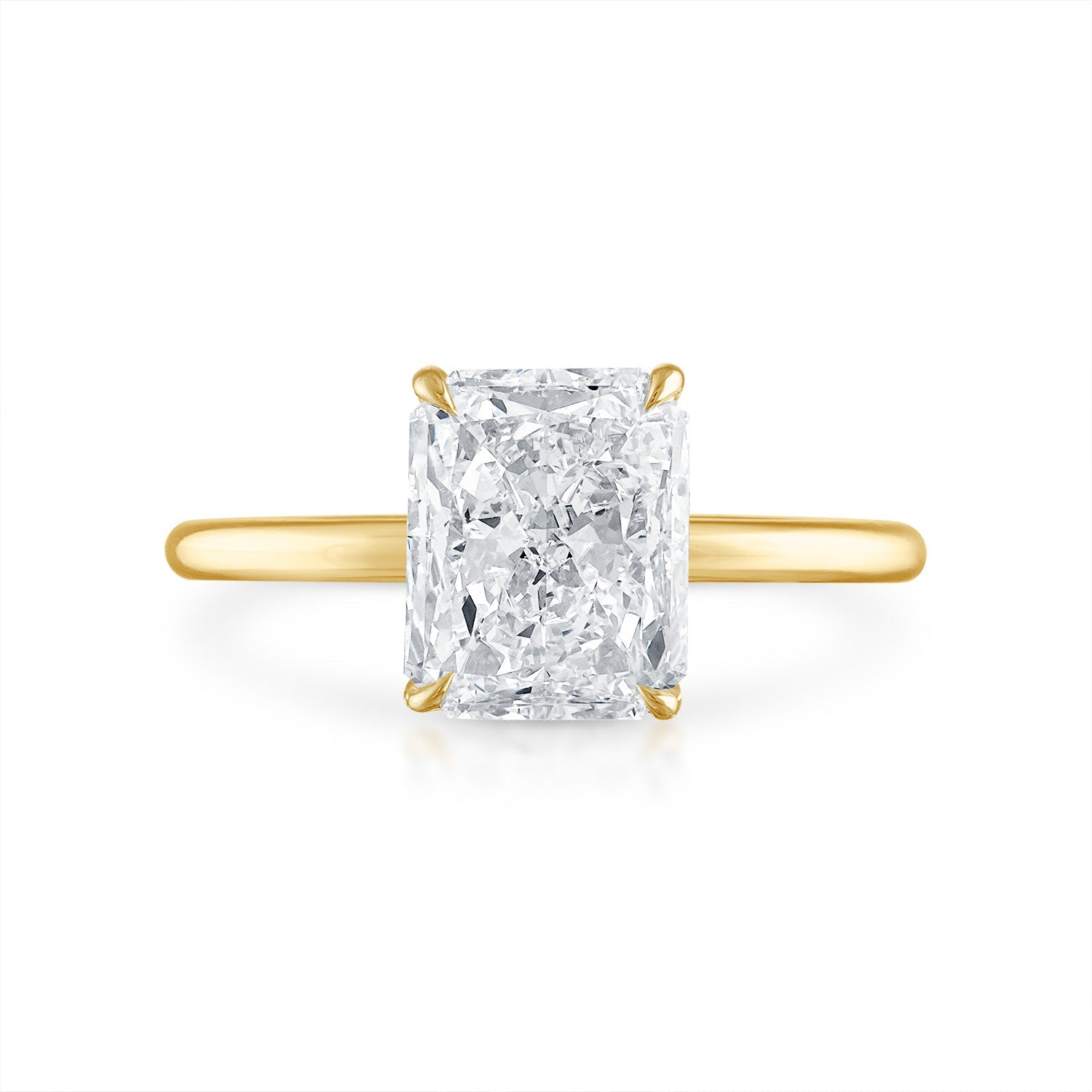 Solitaire Engagement Ring 18K Yellow Gold Radiant