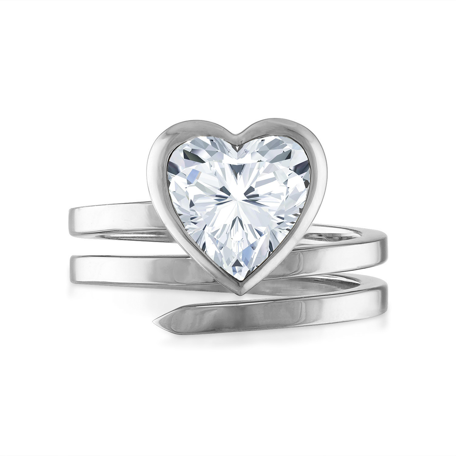 Heart Spiral Engagement Ring in Platinum
