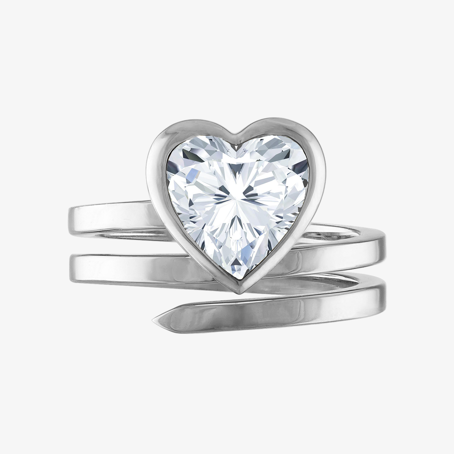 Heart Spiral Engagement Ring in Platinum