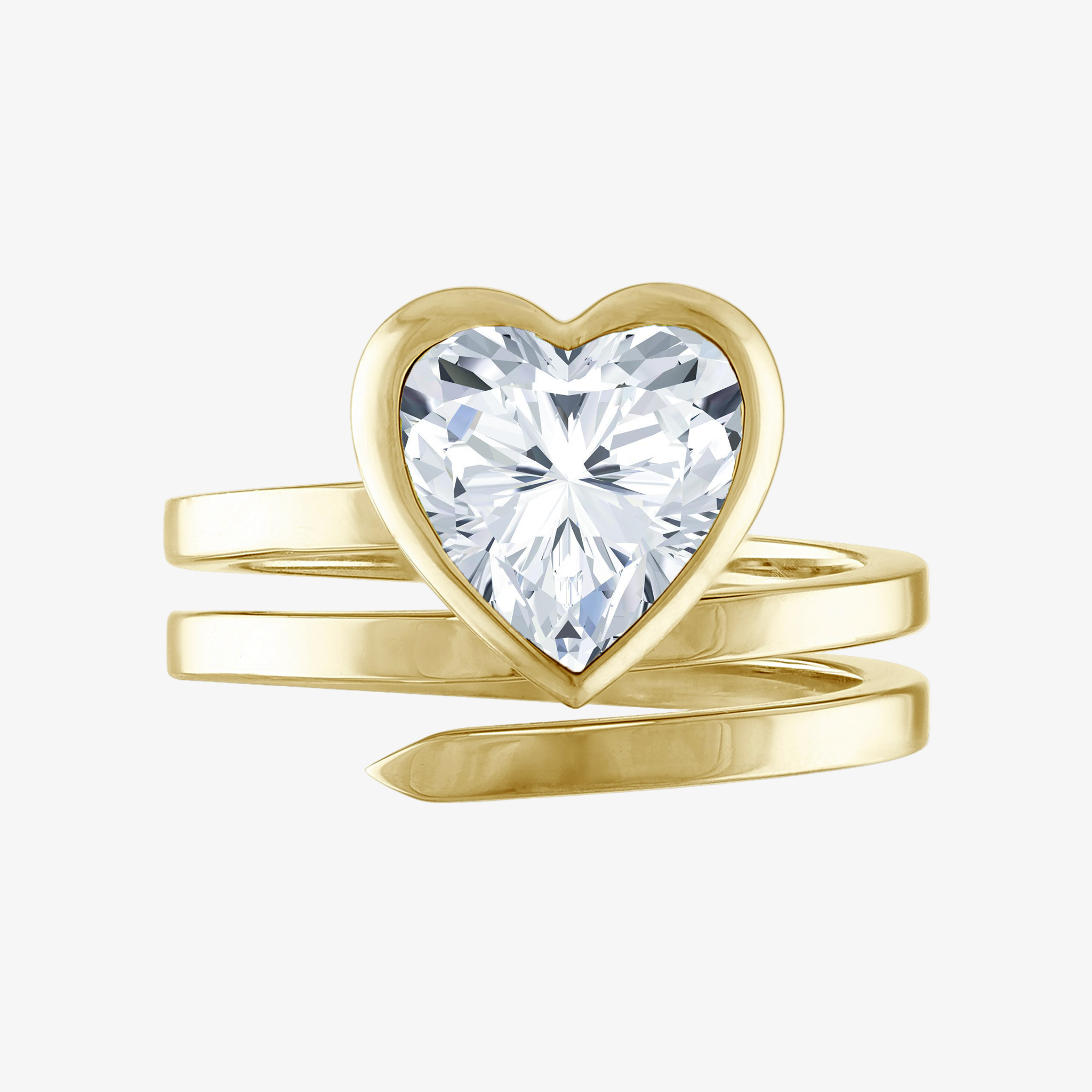 Heart Spiral Engagement Ring in Yellow Gold