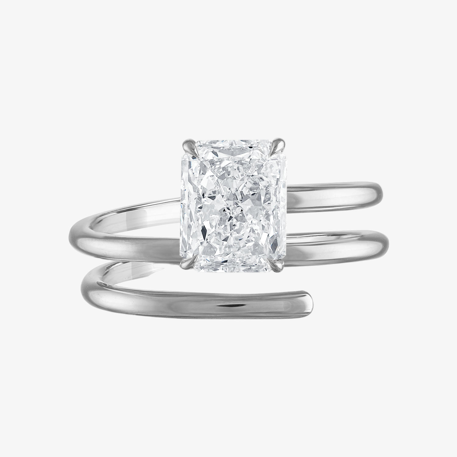 Radiant Spiral Engagement Ring in Platinum