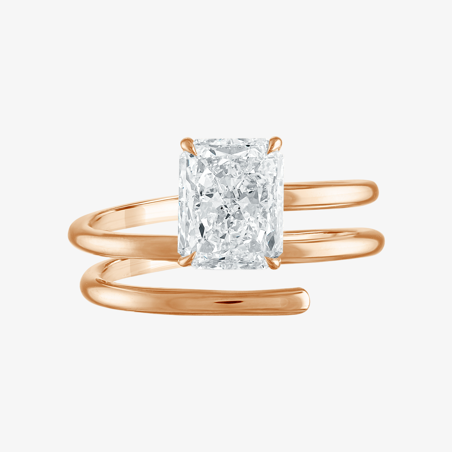 Radiant Spiral Engagement Ring in Rose Gold
