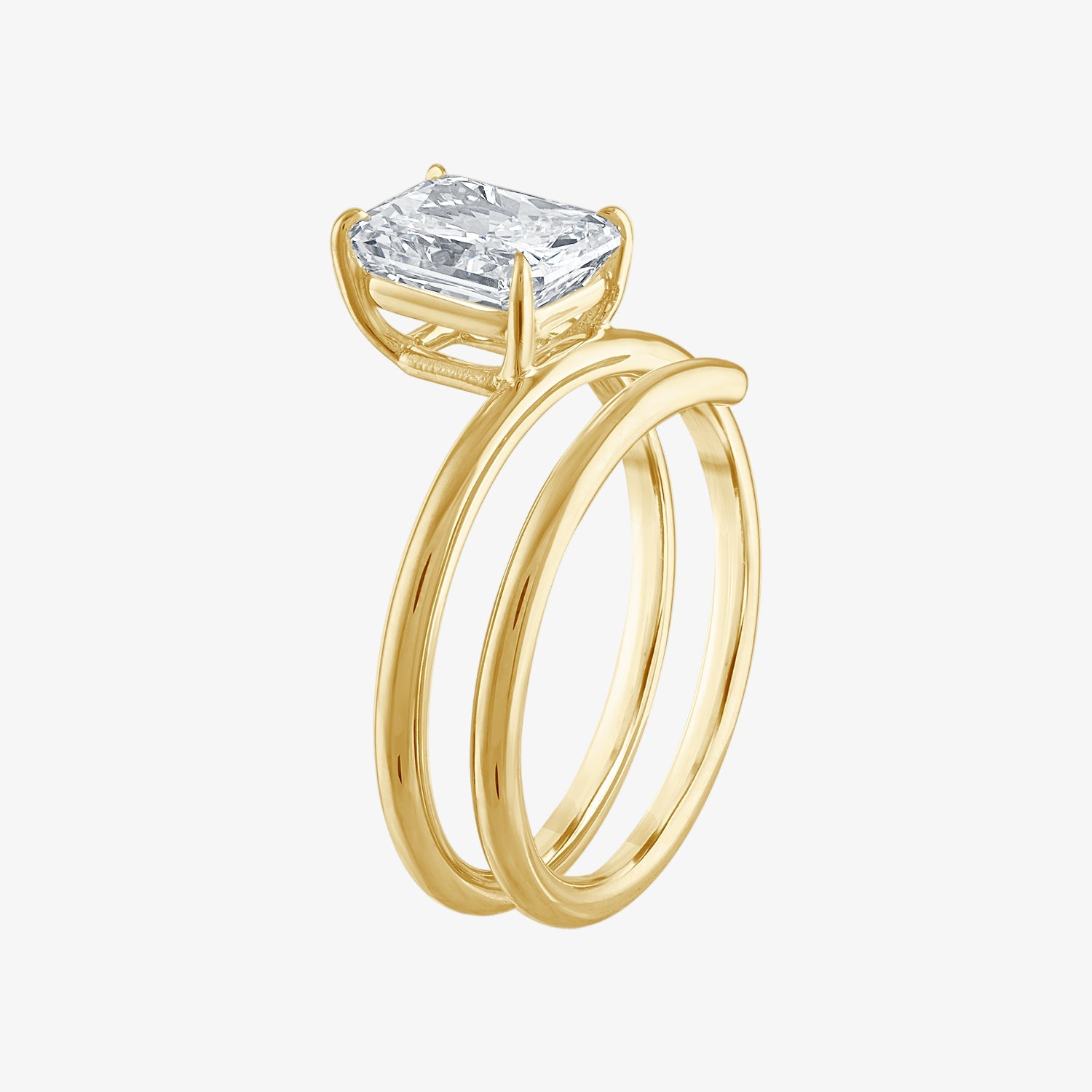 Radiant Spiral Engagement Ring in Yellow Gold