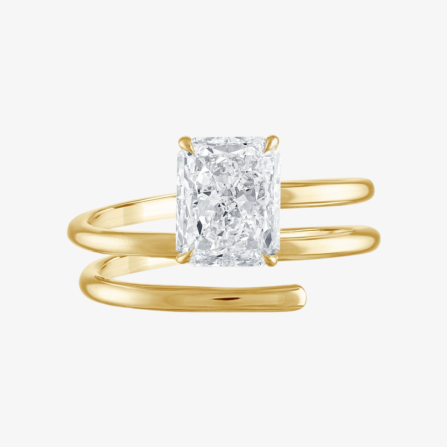 Radiant Spiral Engagement Ring in Yellow Gold