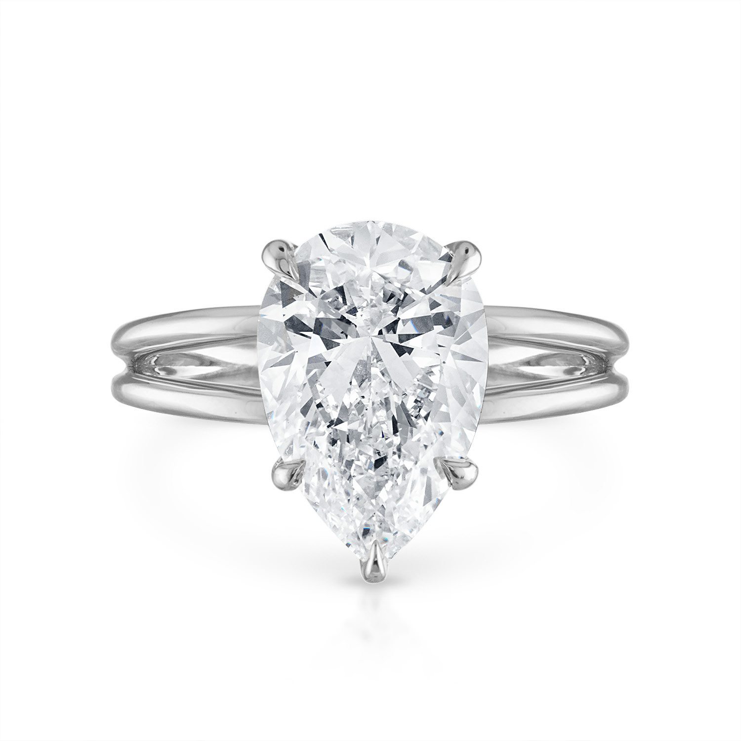 Gold Split Shank Engagement Ring Platinum Pear