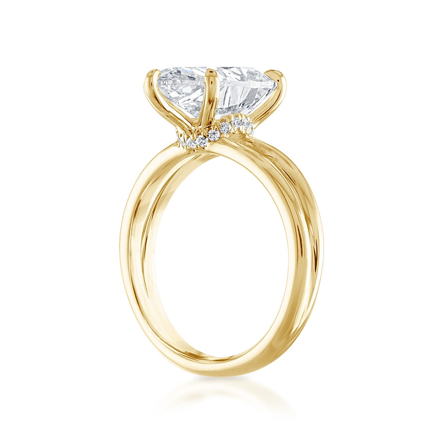 Pear Split Shank Engagement Ring in Yellow Gold