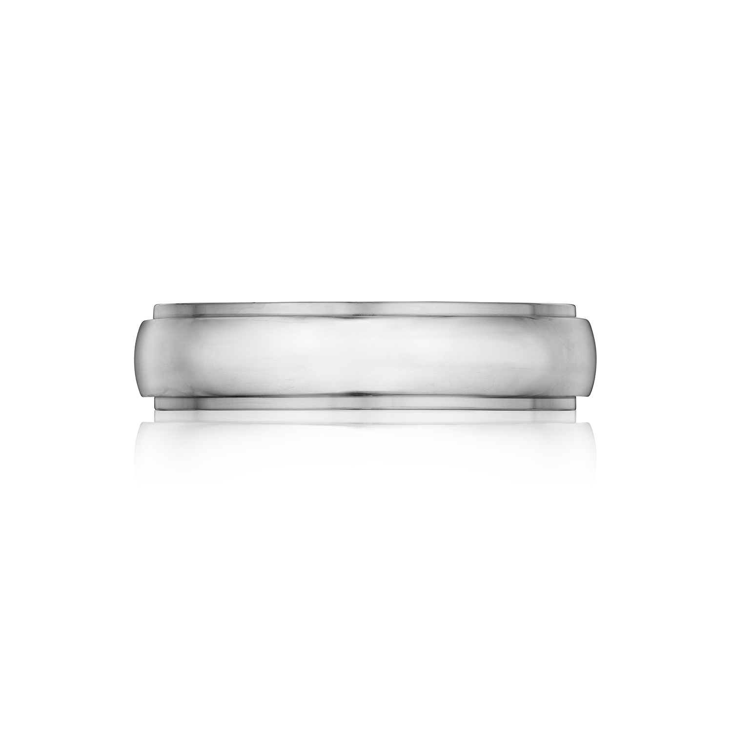 Step Edge Gold Wedding Band in Platinum