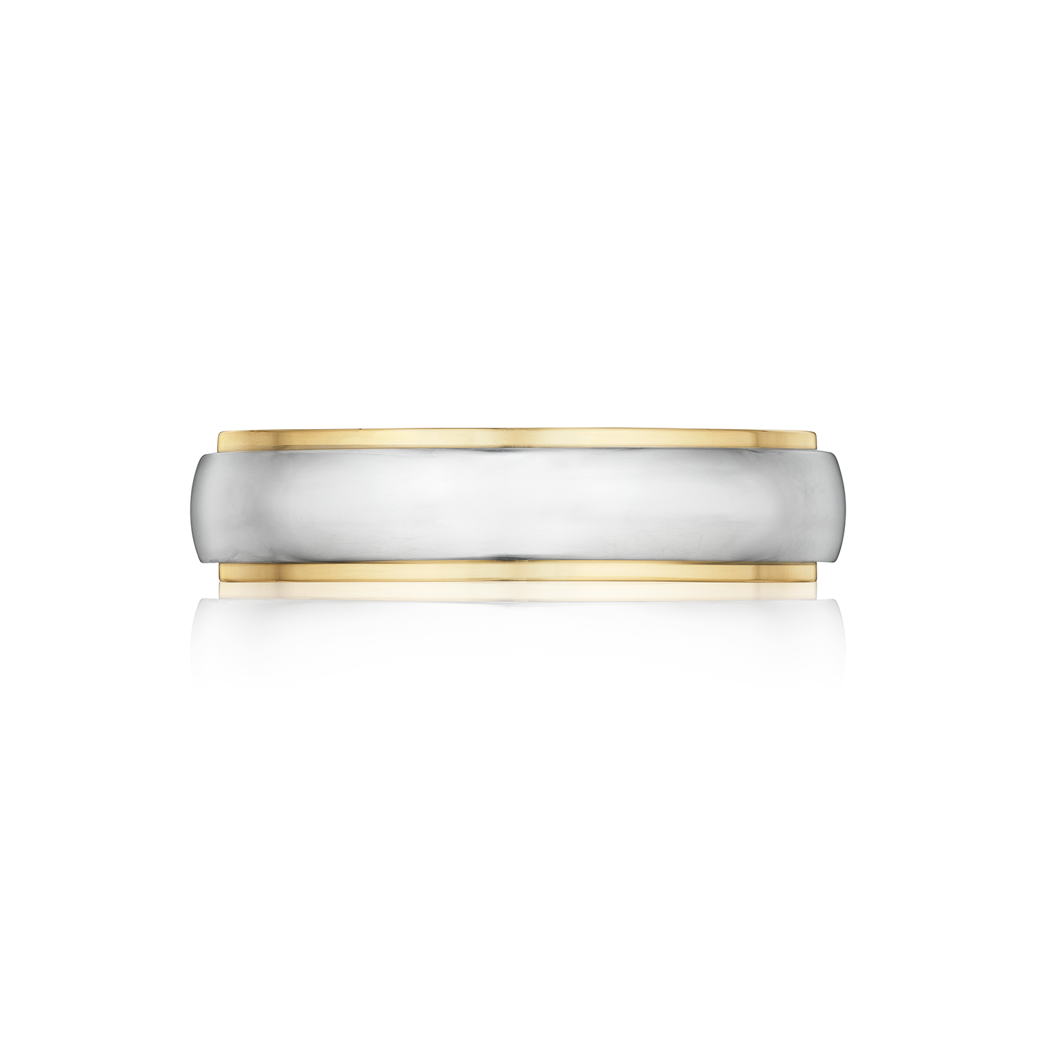 Step Edge Gold Wedding Band in Platinum and Yellow Gold