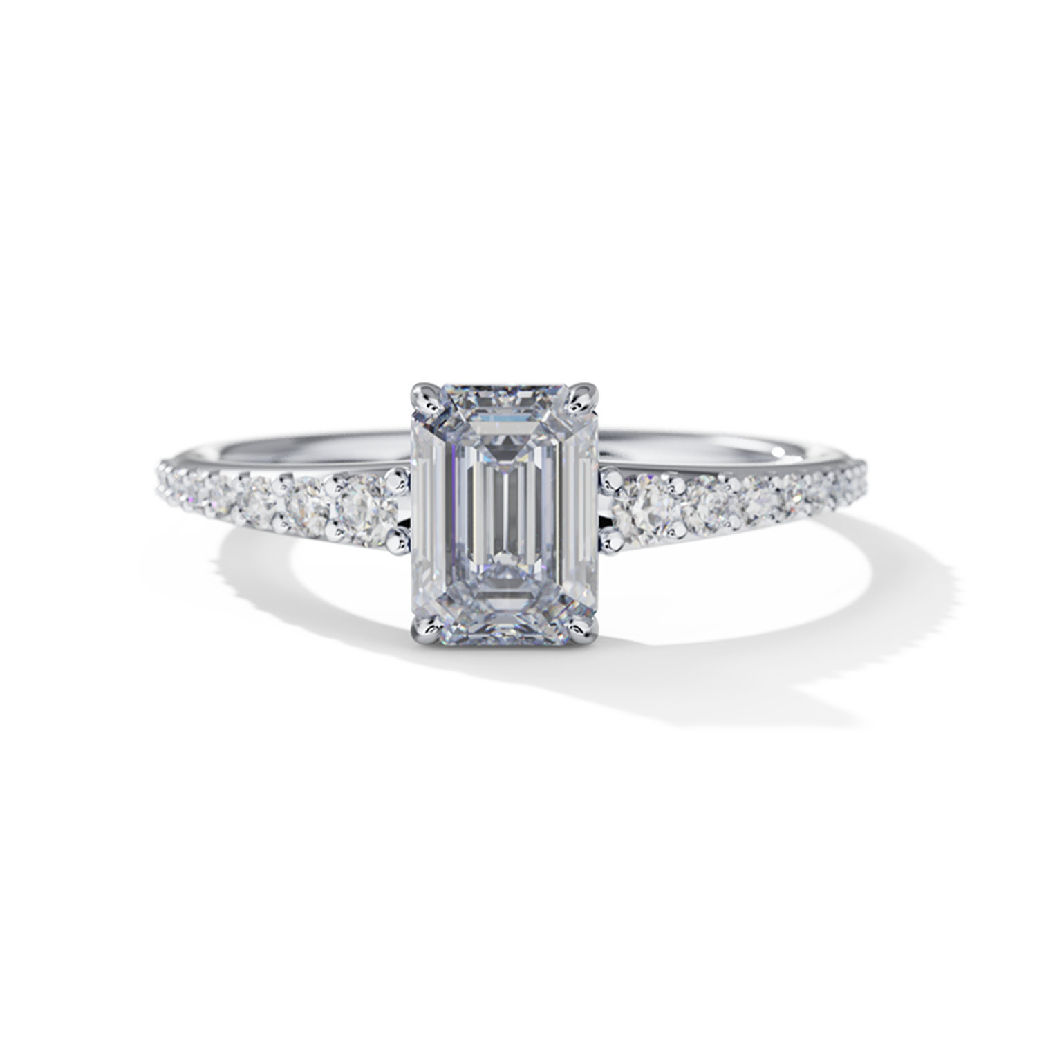 Tapered Emerald Engagement Ring in Platinum