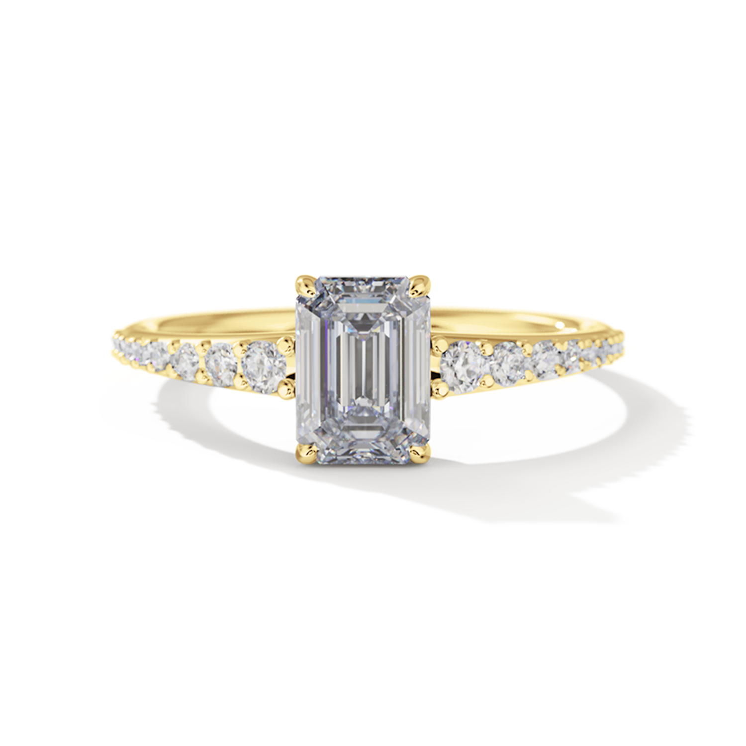 Tapered Emerald Engagement Ring in Yellow Gold