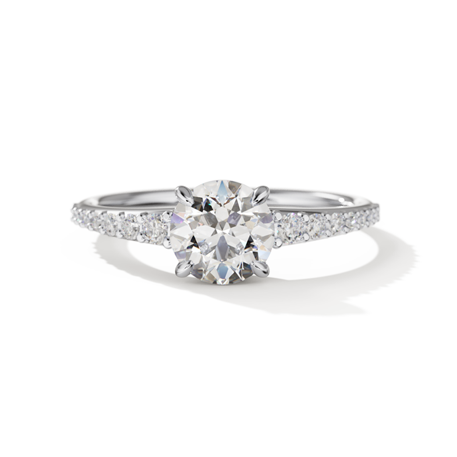 Tapered Round Engagement Ring in Platinum