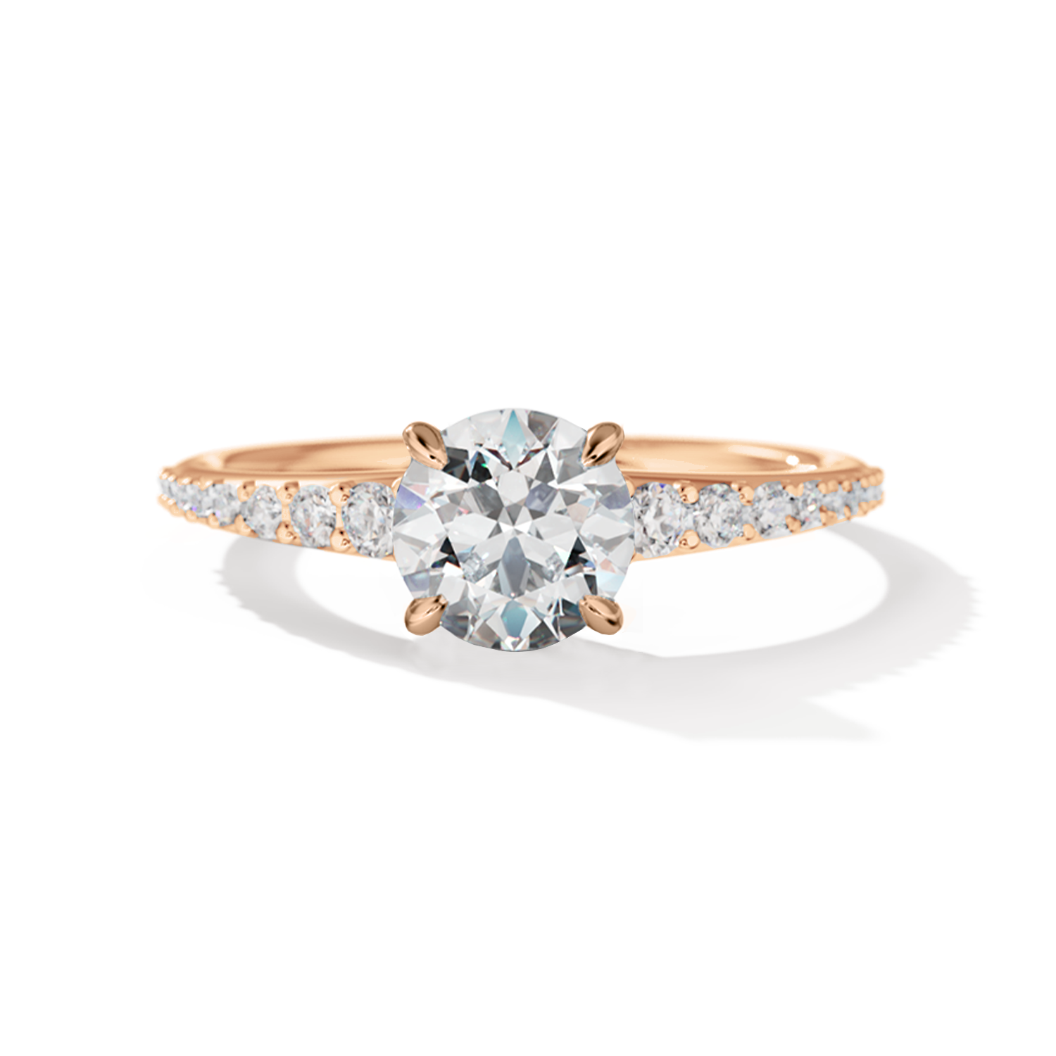 Tapered Round Engagement Ring in Rose Gold