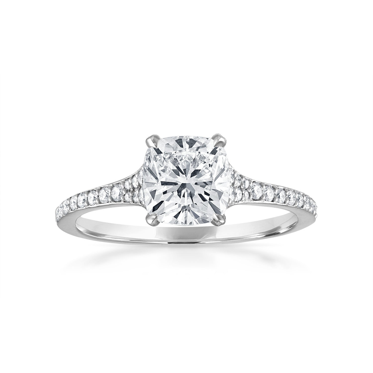 Tapered Pave Engagement Ring Platinum Cushion