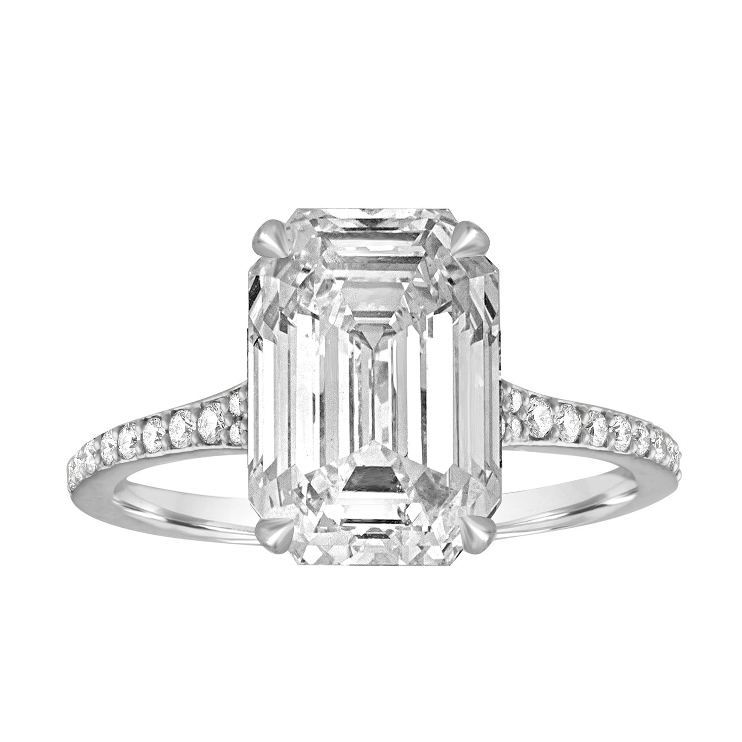 Tapered Pave Engagement Ring Platinum Emerald