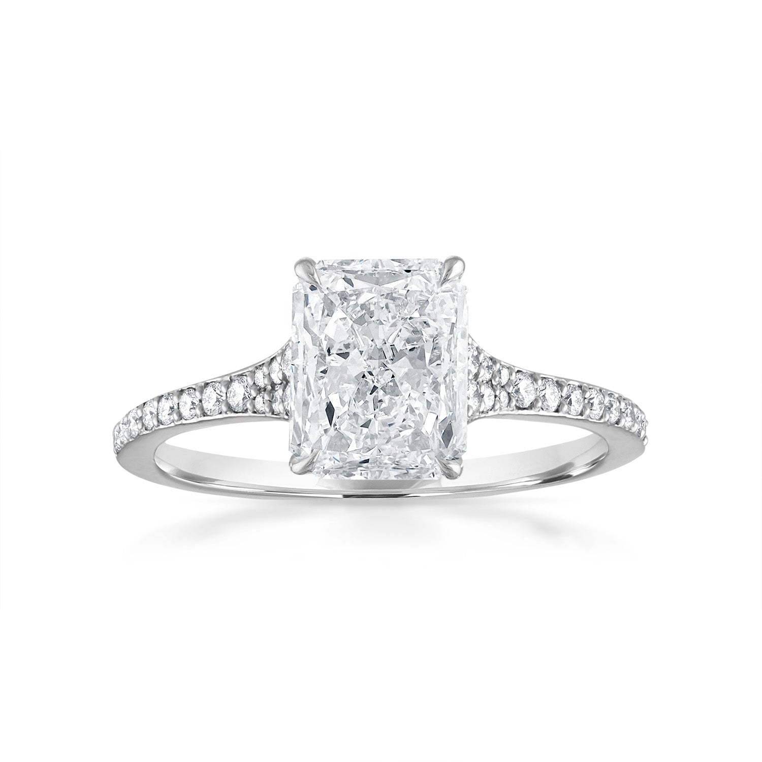 Tapered Pave Engagement Ring Platinum Radiant