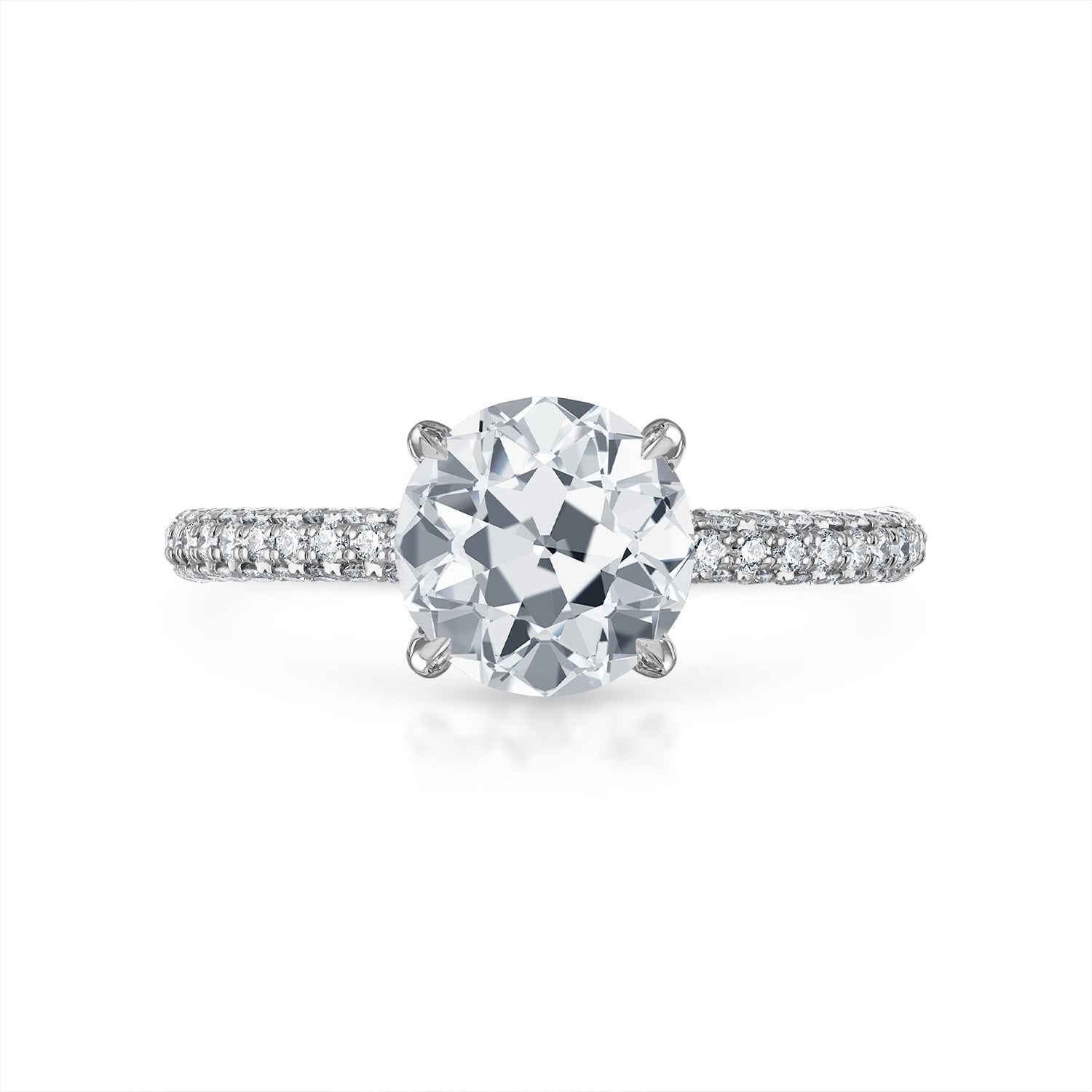 Three Sided Pave Engagement Ring