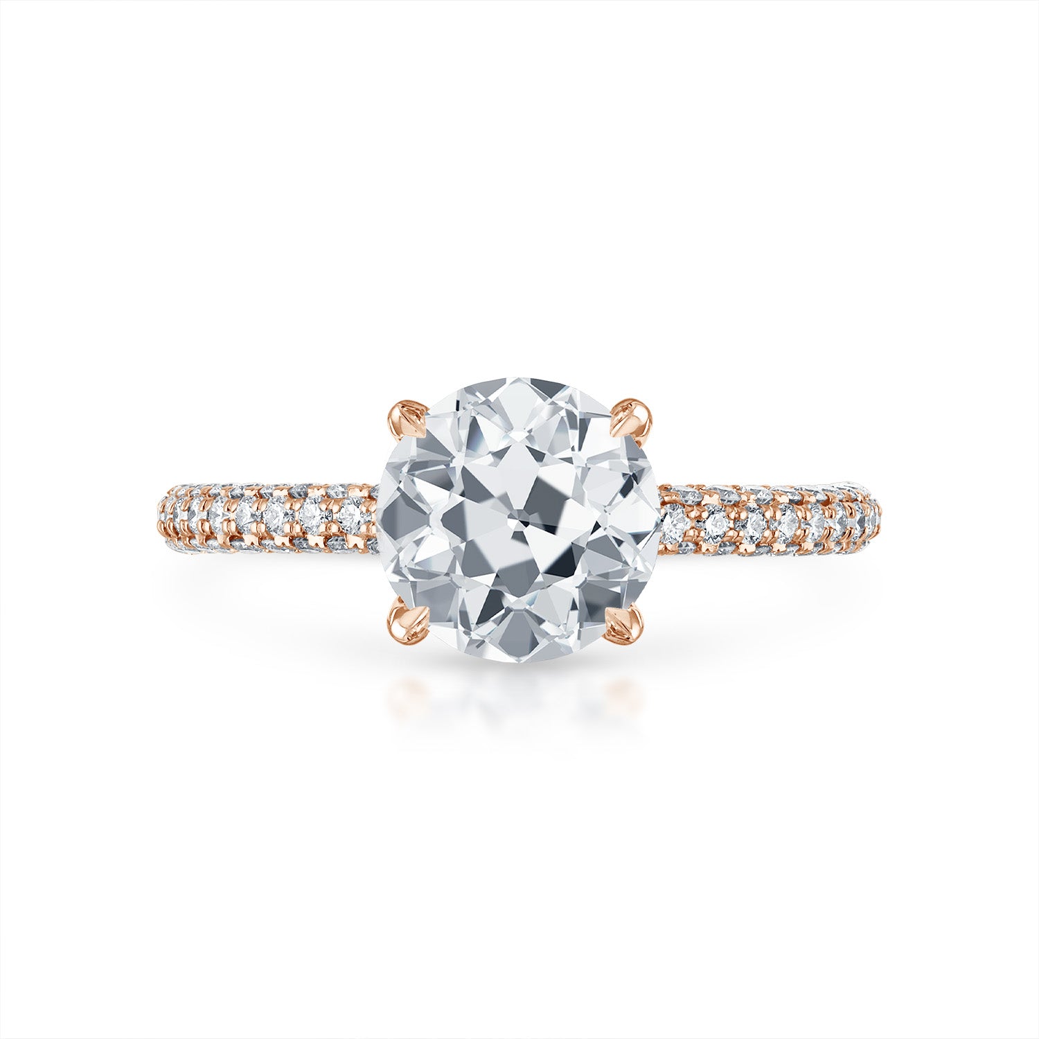 Three Sided Pave Engagement Ring