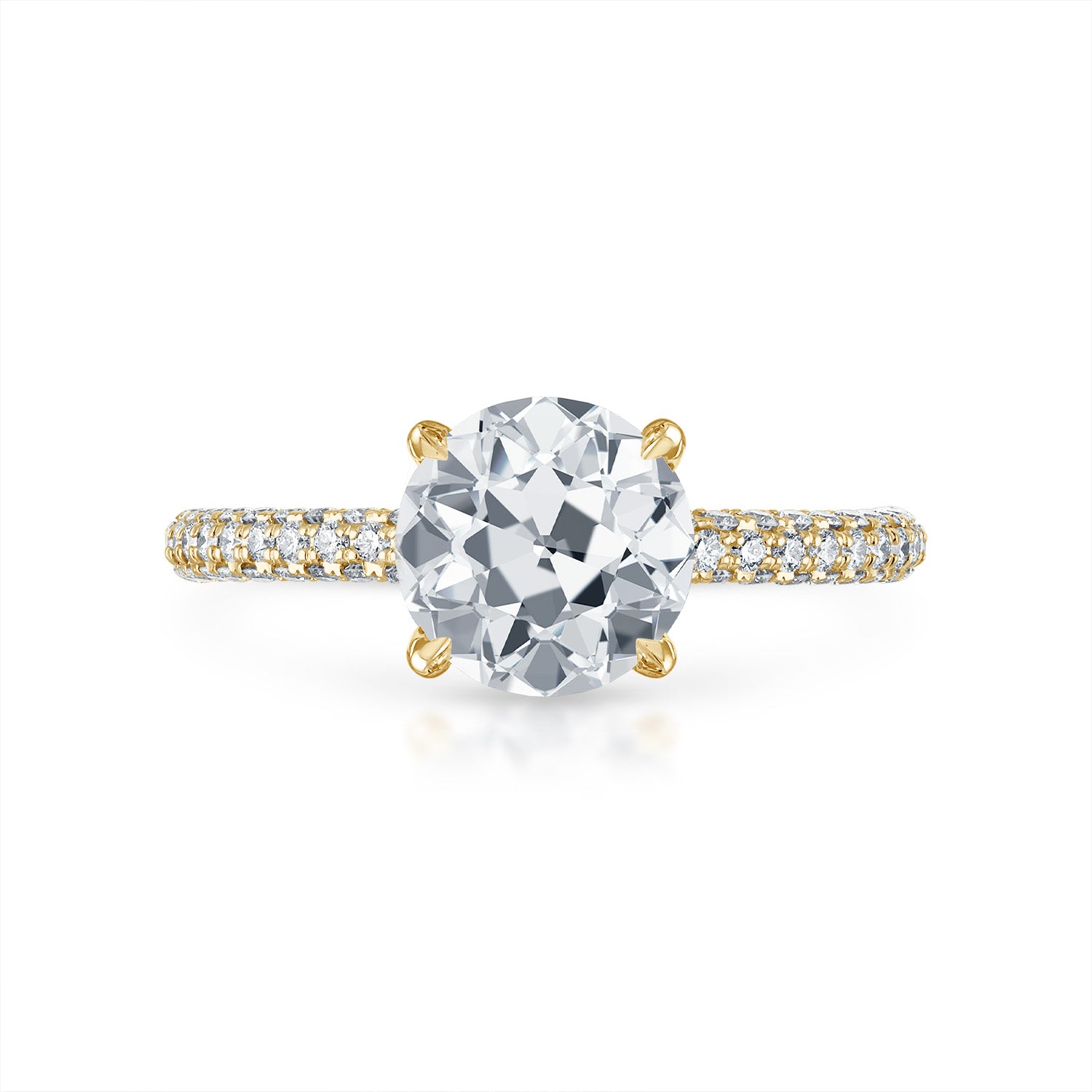 Three Sided Pave Engagement Ring