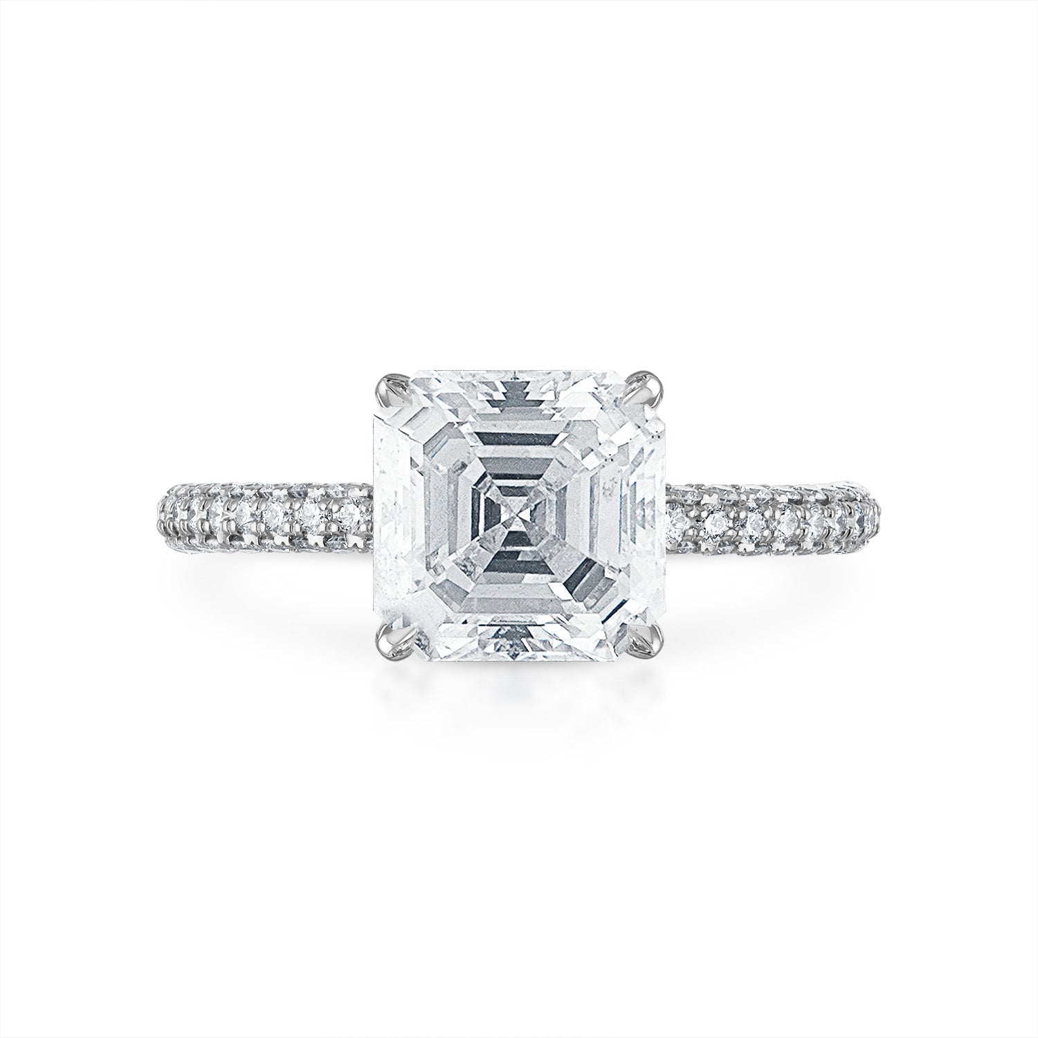 Three Sided Pave Engagement Ring