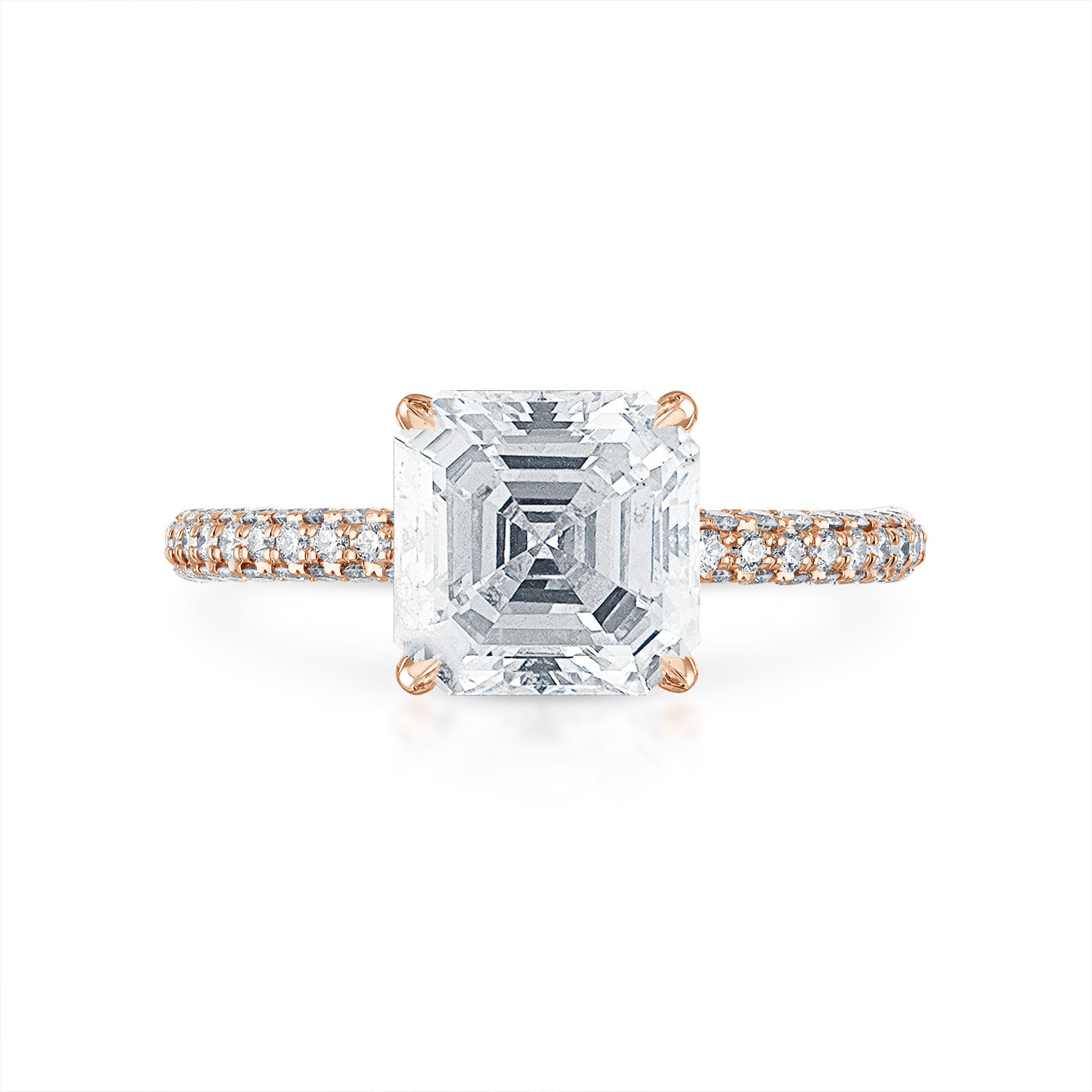 Three Sided Pave Engagement Ring