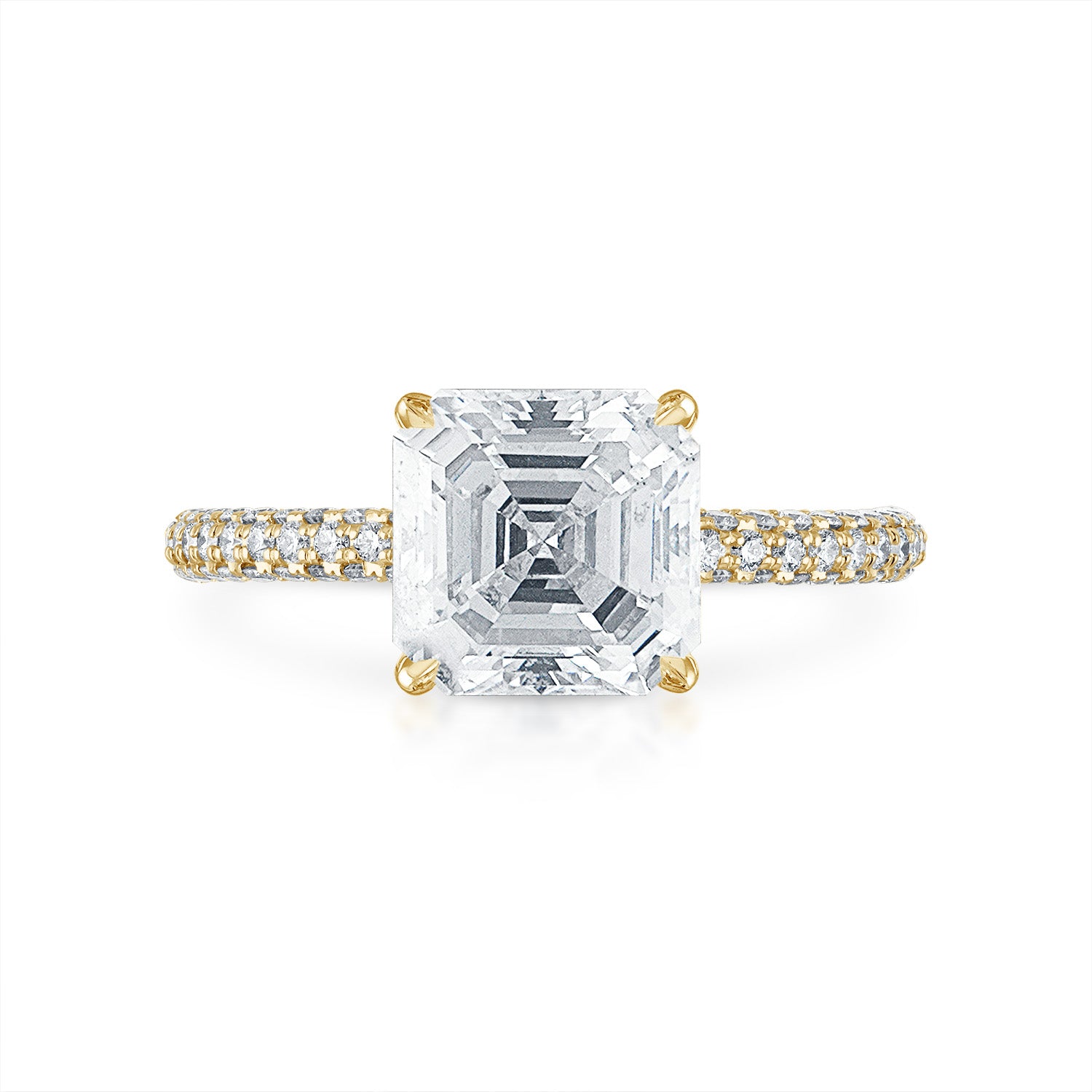 Three Sided Pave Engagement Ring