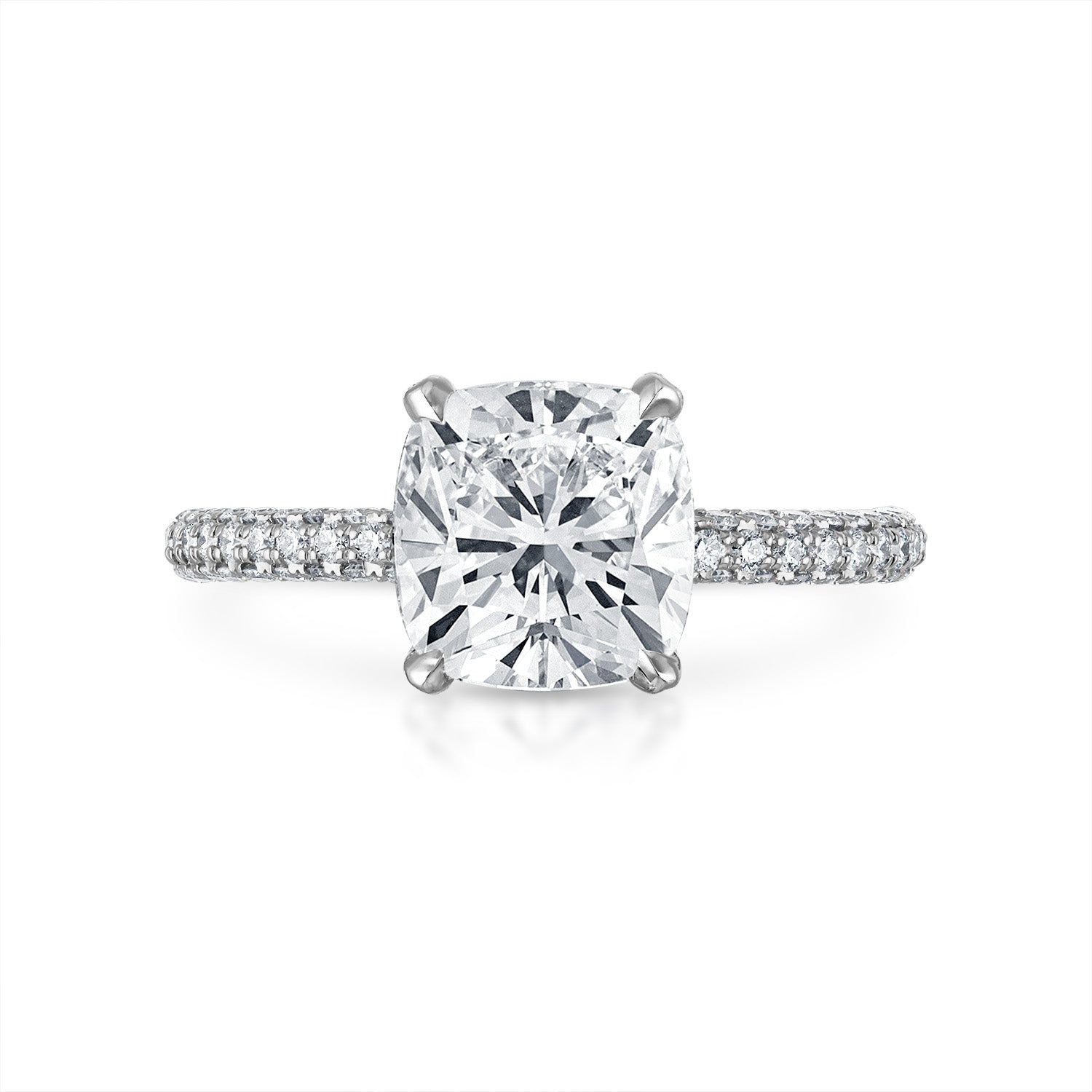 Three Sided Pave Engagement Ring